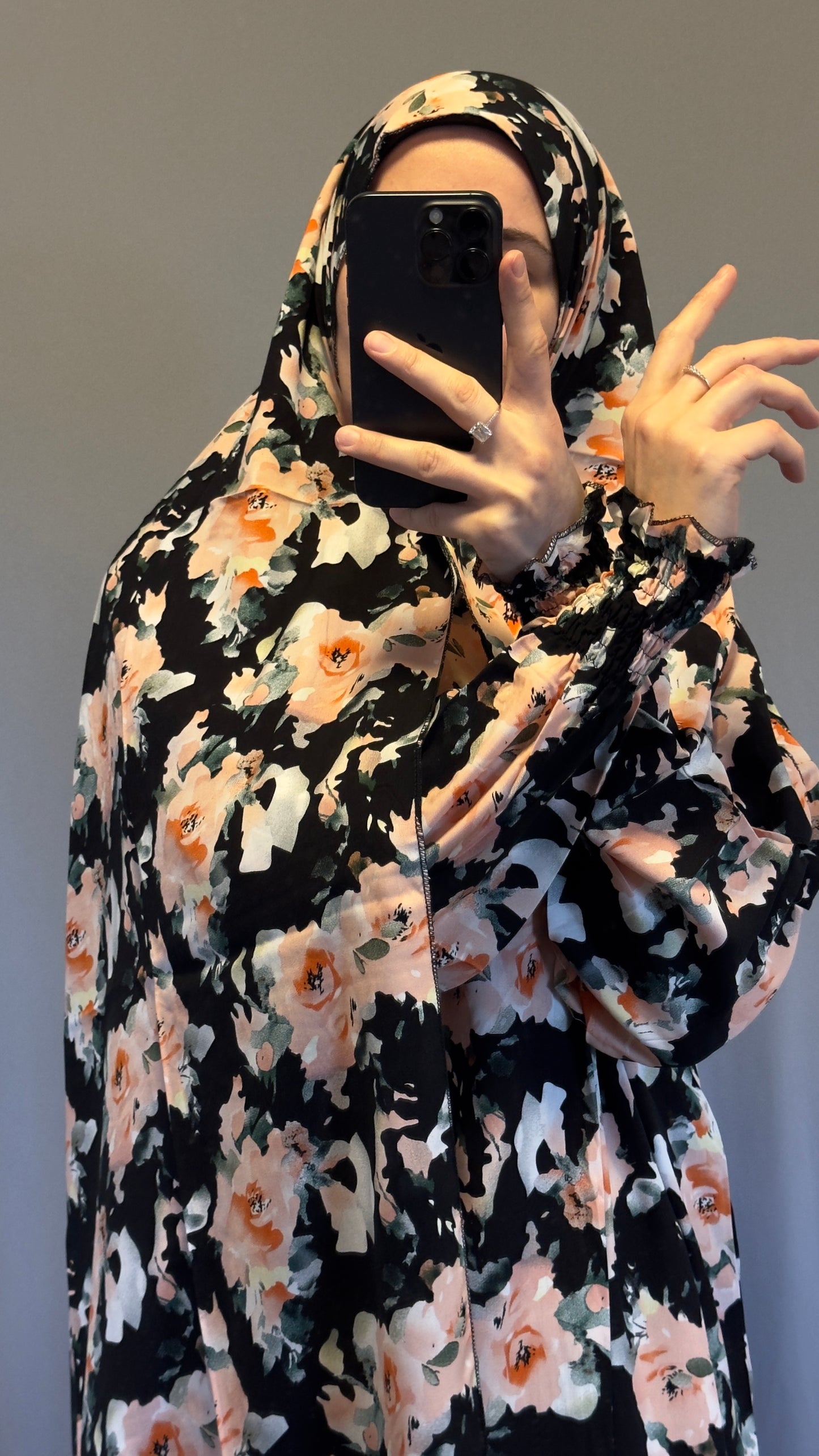 Elegant Floral Prayer Dress – Modest Islamic Wear for Women - Breathable Cotton Salah Dress - Modest Prayer Dress for Women - Ramadan Floral Abaya - Prayer Set