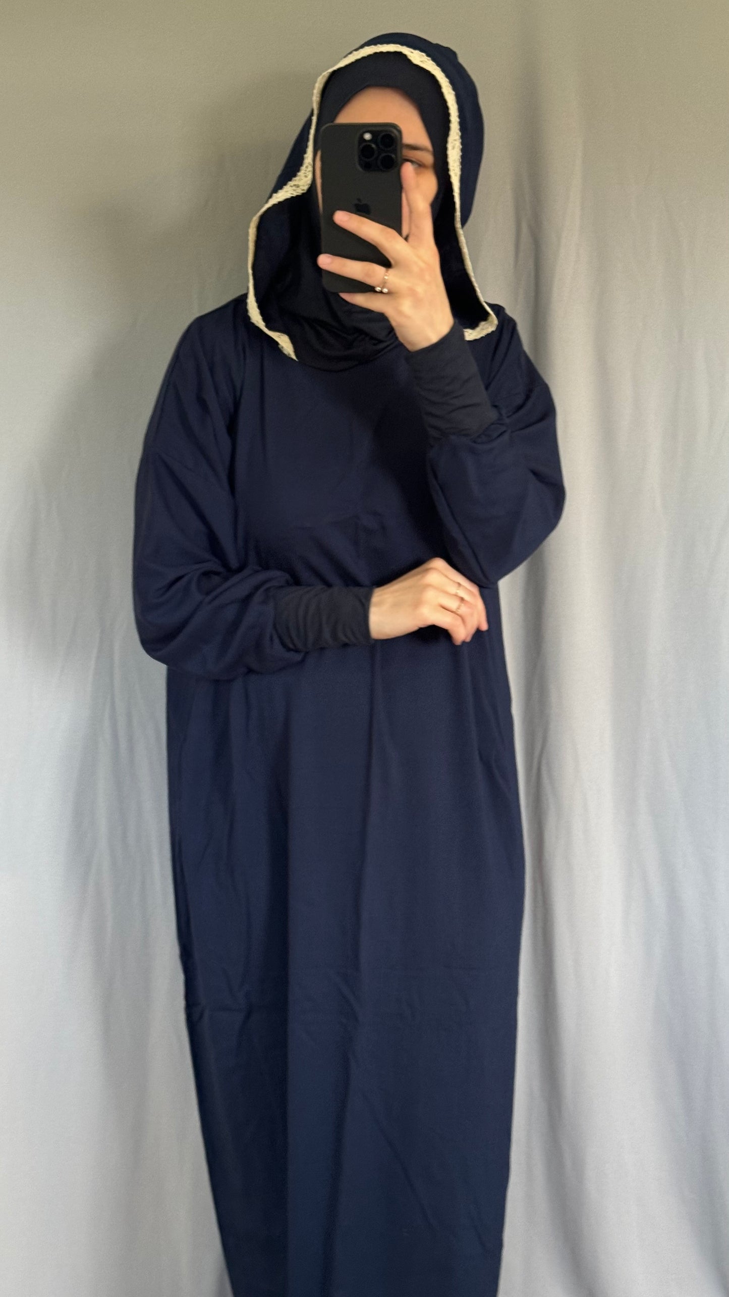 Navy Prayer Dress, Prayer Dress Set, High Quility Prayer Dress, Muslim Women Gift, Abaya Full Body Cover Dress, Hajj Dress, Prayer Outfit