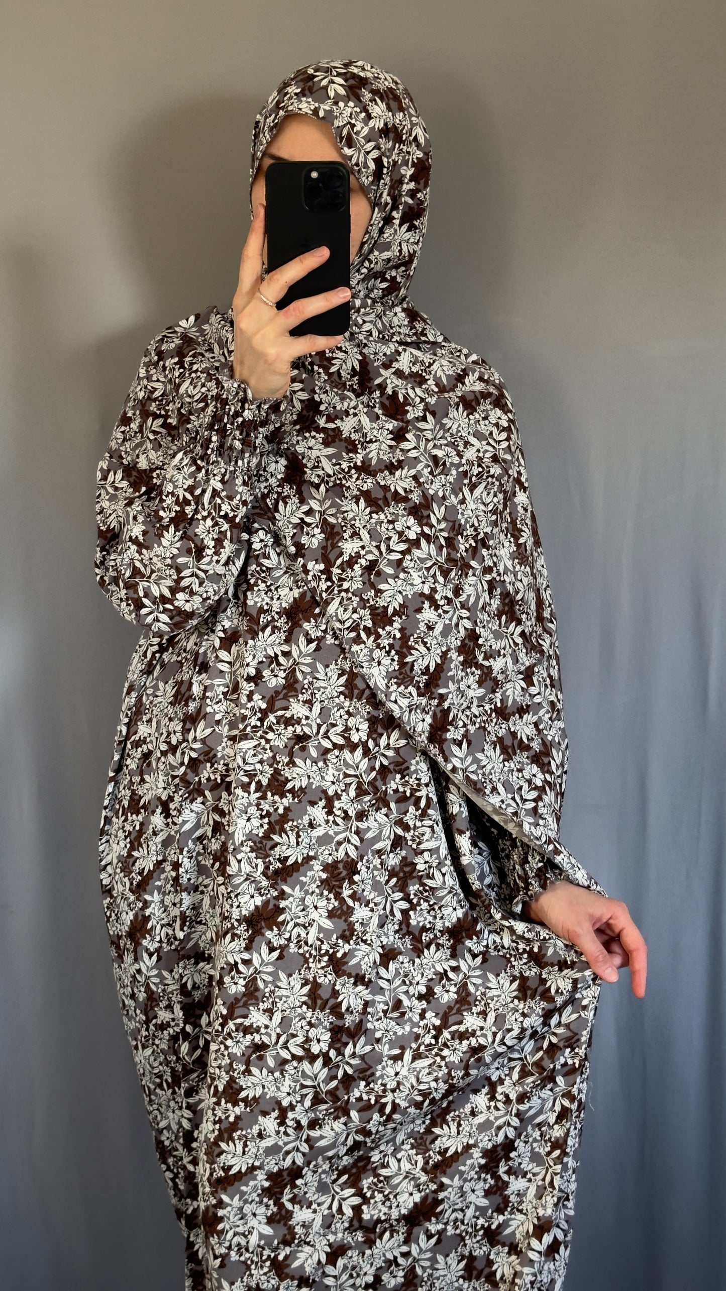 Floral Cotton Muslim Prayer Dress Set – Modest Ramadan Outfit with Hijab, Abaya & Salah Dress for Women | Islamic Gift Idea