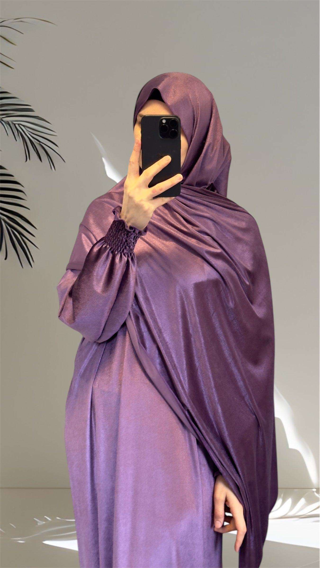 Purple Velvet Warm Grey Prayer Dress, Prayer clothes for women, Islamic Prayer dress, Prayer Outfit, Prayer Set, Prayer Hijab, Salah dress, Islamic Gift, Muslim clothing, Prayer abaya