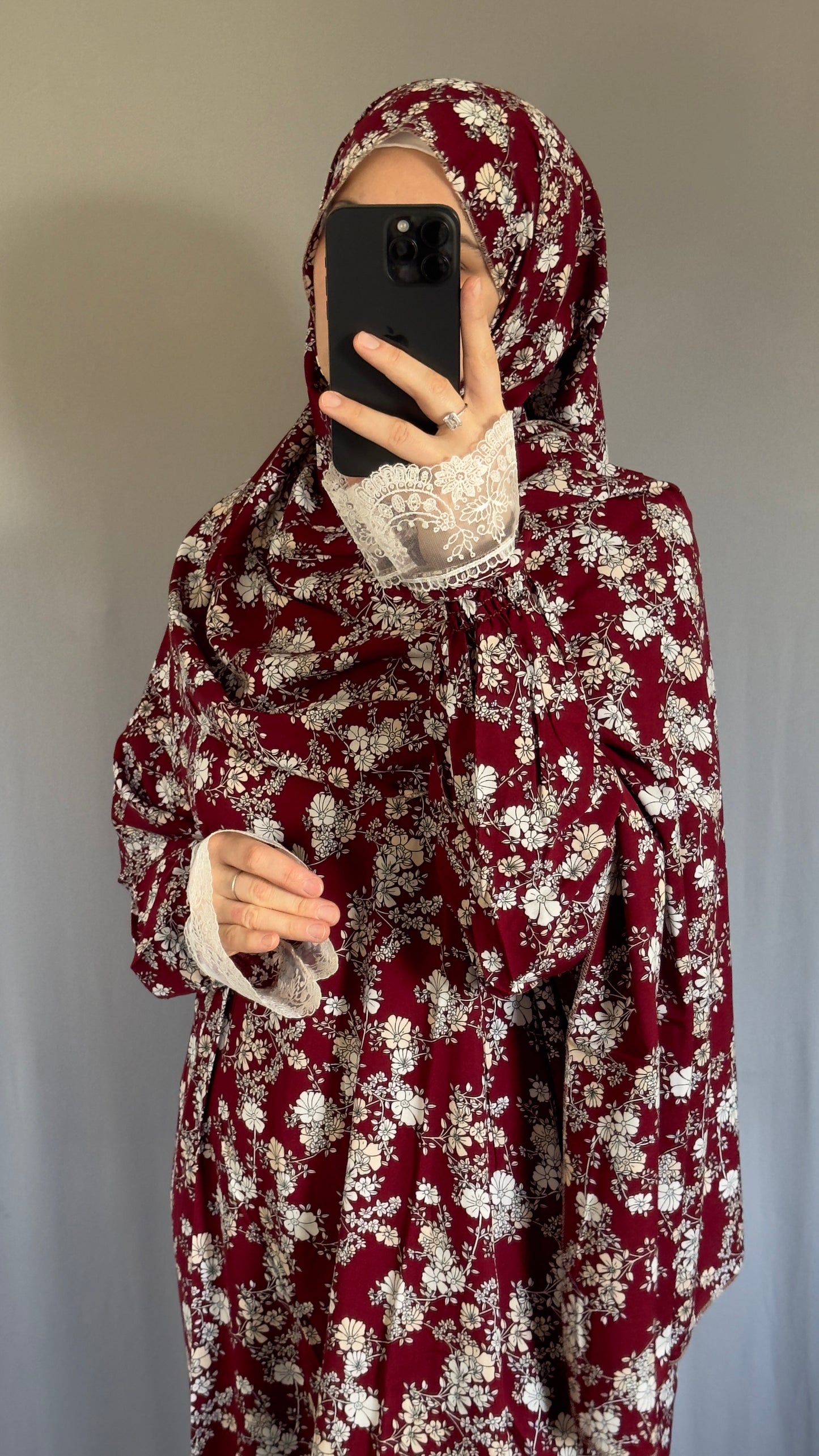 Burgundy Cotton Prayer Dress, Prayer clothes for women, Islamic Prayer dress, Prayer Outfit, Prayer Set, Prayer Hijab, Salah dress, Islamic Gift, Muslim clothing, Prayer abaya