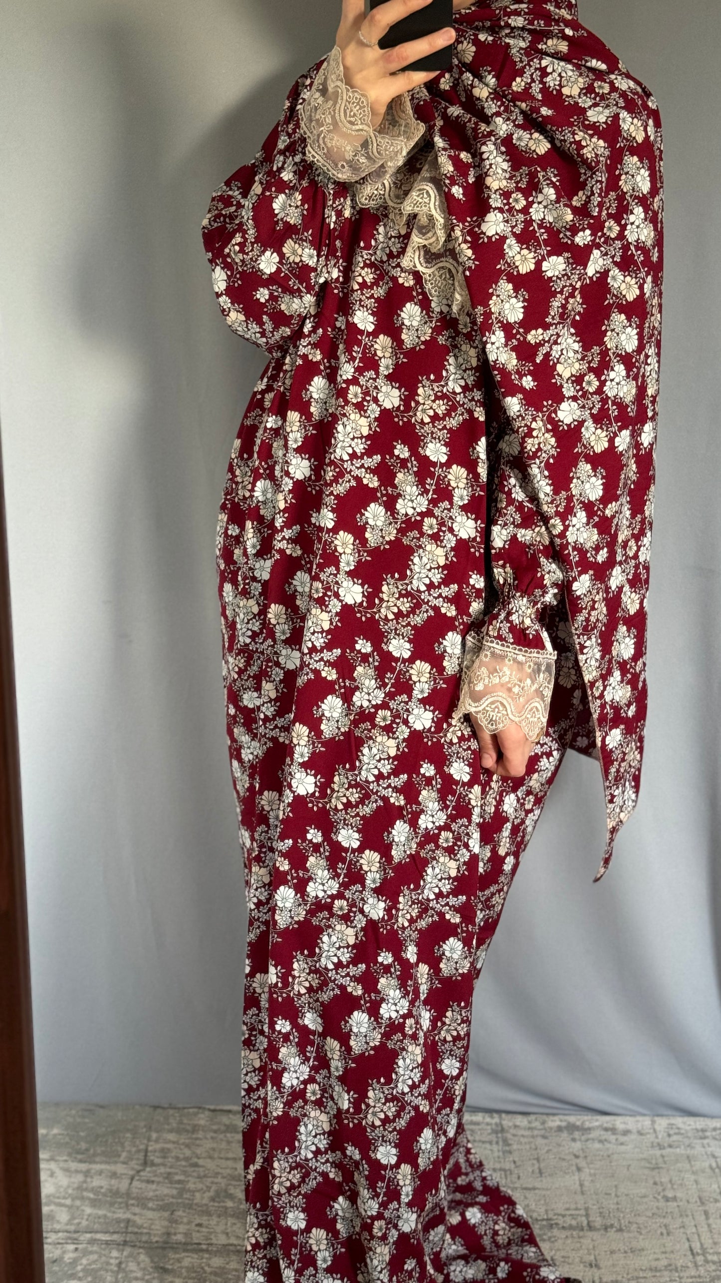 Burgundy Cotton Prayer Dress, Prayer clothes for women, Islamic Prayer dress, Prayer Outfit, Prayer Set, Prayer Hijab, Salah dress, Islamic Gift, Muslim clothing, Prayer abaya