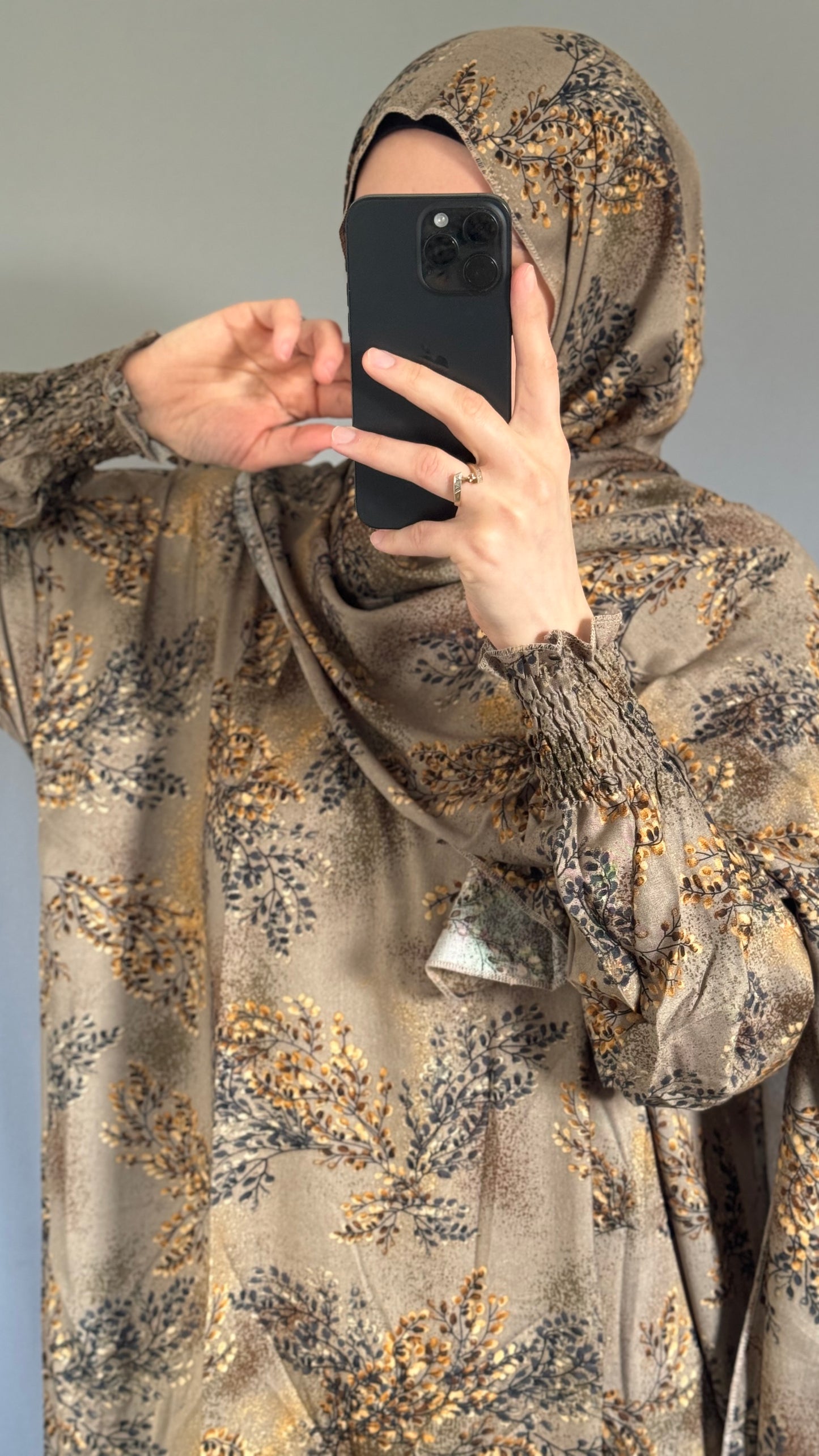 Elegant Golden Prayer Dress, Prayer Outfit, Maxi Dress, Khimar, Islamic Dress, Prayer Abaya, Prayer set, Islamic gift, PrayerHijab, Umrah Abaya, Ramadan Abaya, One Size Prayer Dress