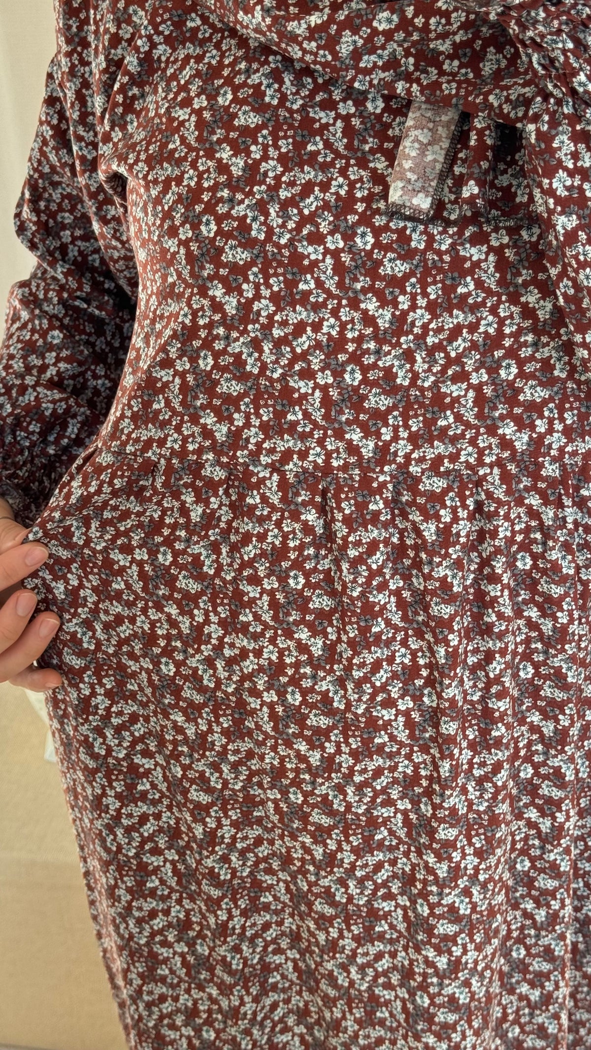 Brown Cotton Prayer Dress - with gathers under chest (Copy)