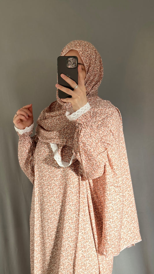 Floral Pink Prayer Dress, Prayer clothes for women, Islamic Prayer dress, Prayer Outfit, Prayer Set, Prayer Hijab, Salah dress, Islamic Gift, Muslim clothing, Prayer abaya