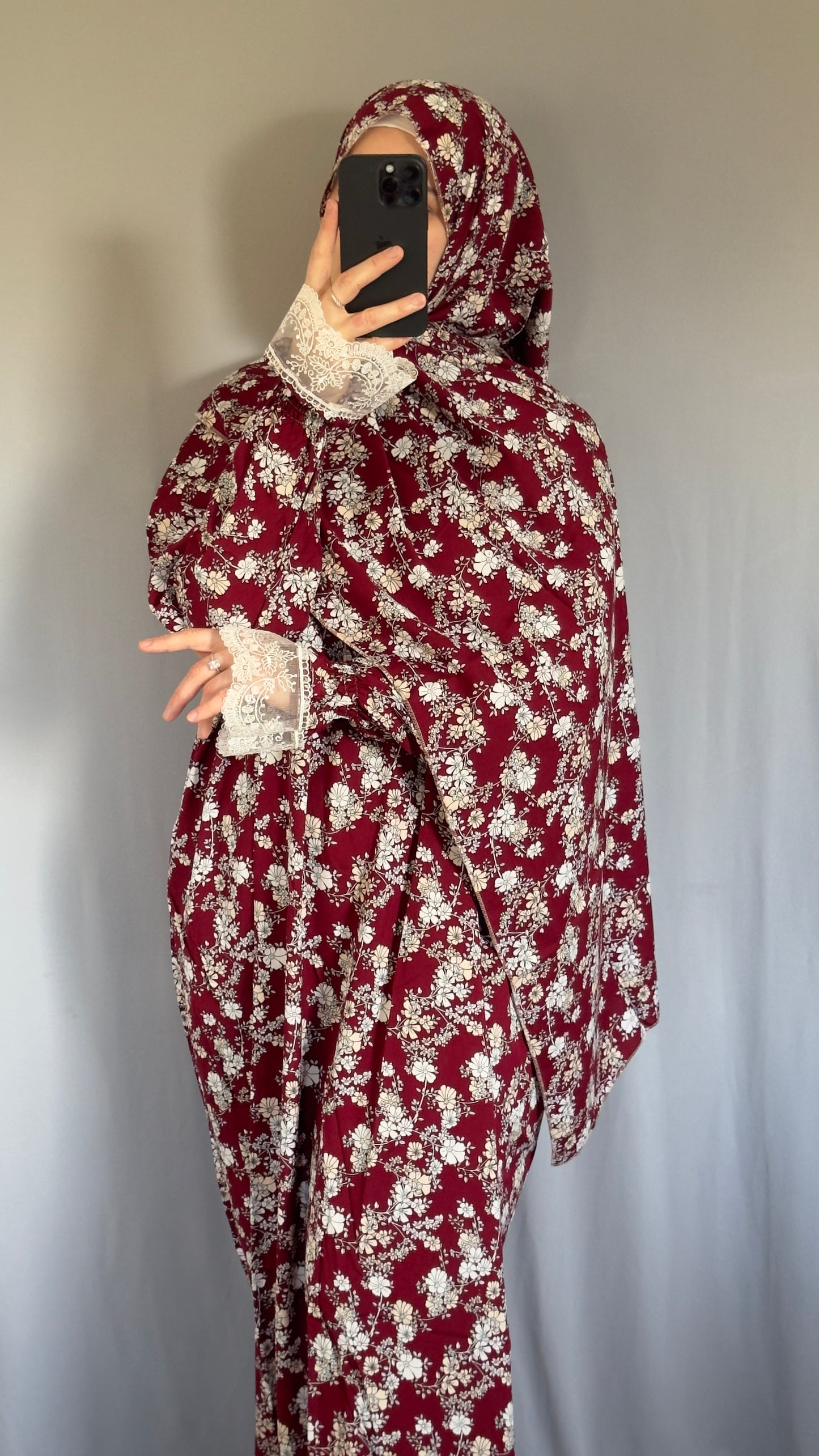 Burgundy Cotton Prayer Dress, Prayer clothes for women, Islamic Prayer dress, Prayer Outfit, Prayer Set, Prayer Hijab, Salah dress, Islamic Gift, Muslim clothing, Prayer abaya