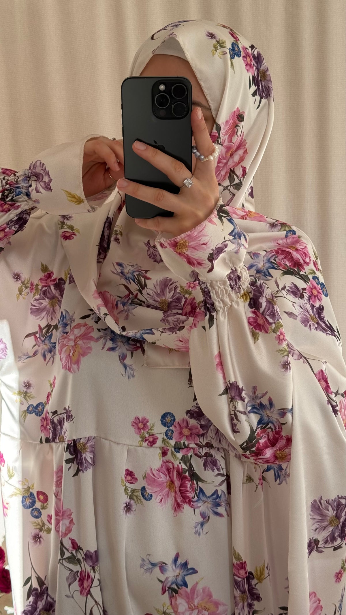 Soft Silk Prayer Dress for Muslim Women with Hijab