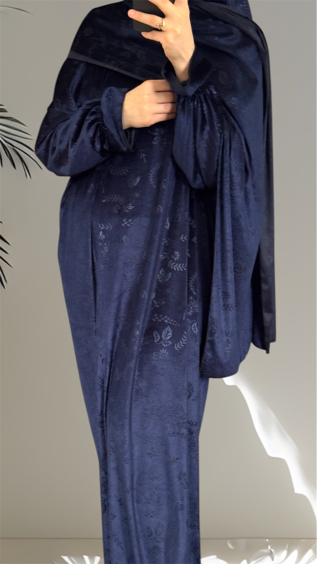 Navy Velvet Warm Prayer Dress, Prayer clothes for women, Islamic Prayer dress, Prayer Outfit, Prayer Set, Prayer Hijab, Salah dress, Islamic Gift, Muslim clothing, Prayer abaya