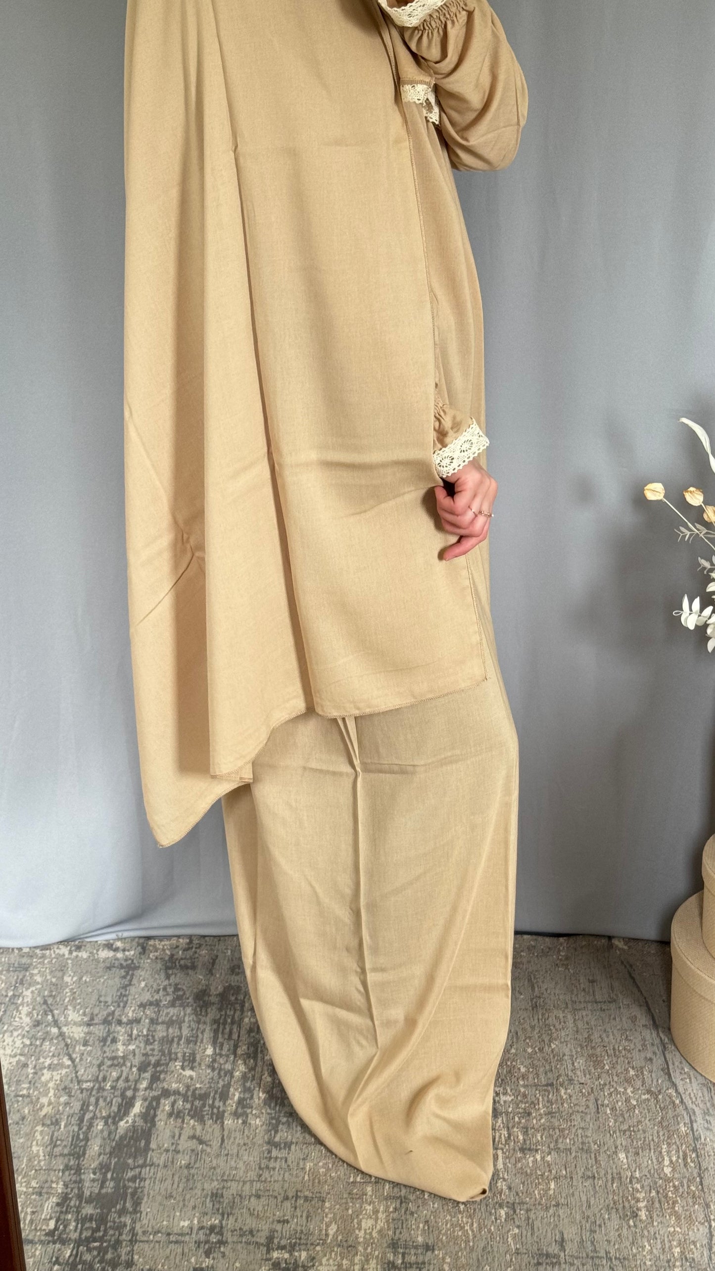 Beige Prayer Dress, Prayer Jilbab, Prayer Abaya, Two Piece Prayer dress muslim, Salah dress, Prayer set, Prayer outfit, Prayer clothes woman, muslim Prayer dress, Islamic gift