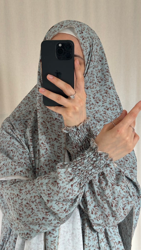 Blue Prayer Dress with Attached and Separate Hijab | Full Coverage Salah Dress for Namaz |
Breathable Cotton Salah Dress in 3 width Size | Islamic Prayer Clothes