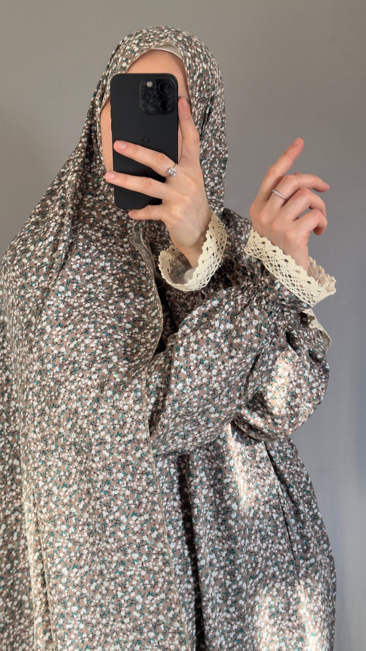 Floral Beige Cotton Prayer Dress, Prayer clothes for women, Islamic Prayer dress, Prayer Outfit, Prayer Set, Prayer Hijab, Salah dress, Islamic Gift, Muslim clothing, Prayer abaya, Ramadan Dress