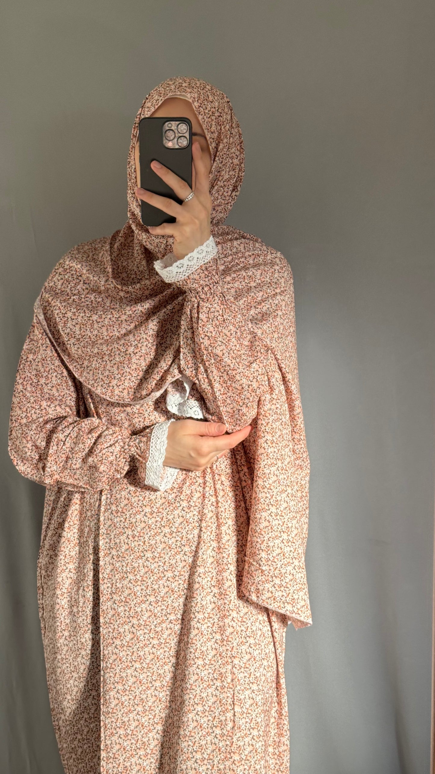 Floral Pink Prayer Dress, Prayer clothes for women, Islamic Prayer dress, Prayer Outfit, Prayer Set, Prayer Hijab, Salah dress, Islamic Gift, Muslim clothing, Prayer abaya