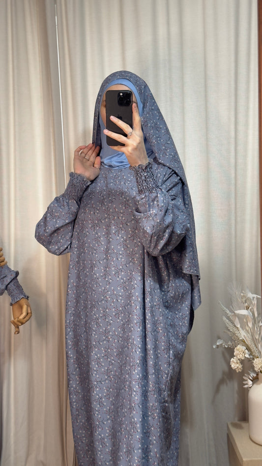 Light Blue One Piece Prayer dress with Built In Jersey Bonnet, Prayer Abaya with integrated Hijab, Salah dress, Prayer set, Prayer outfit,Prayer clothes for women, Islamic Prayer dress, Ramadan Abaya