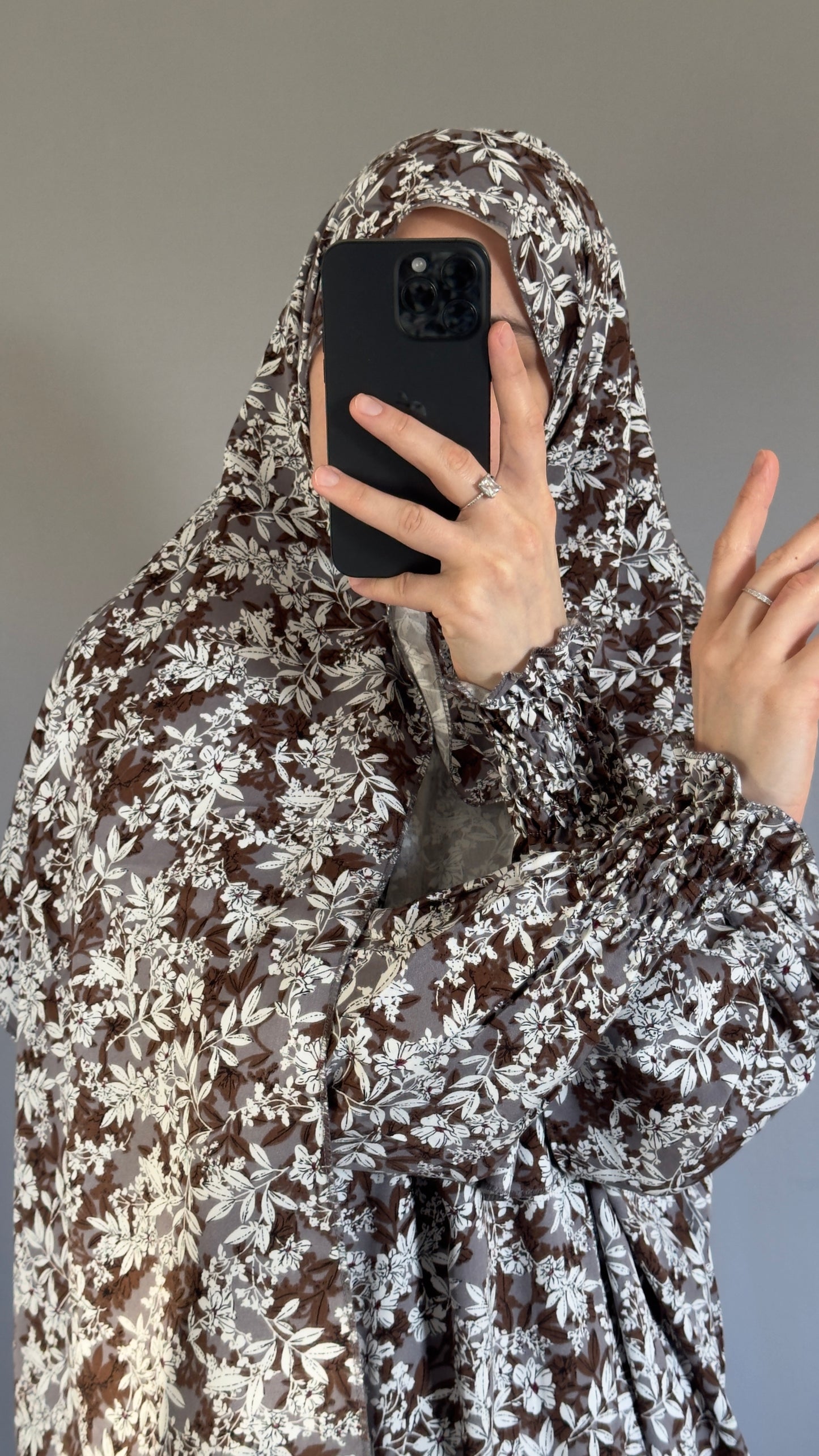 Floral Cotton Muslim Prayer Dress Set – Modest Ramadan Outfit with Hijab, Abaya & Salah Dress for Women | Islamic Gift Idea