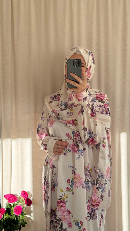 Soft Silk Prayer Dress for Muslim Women with Hijab