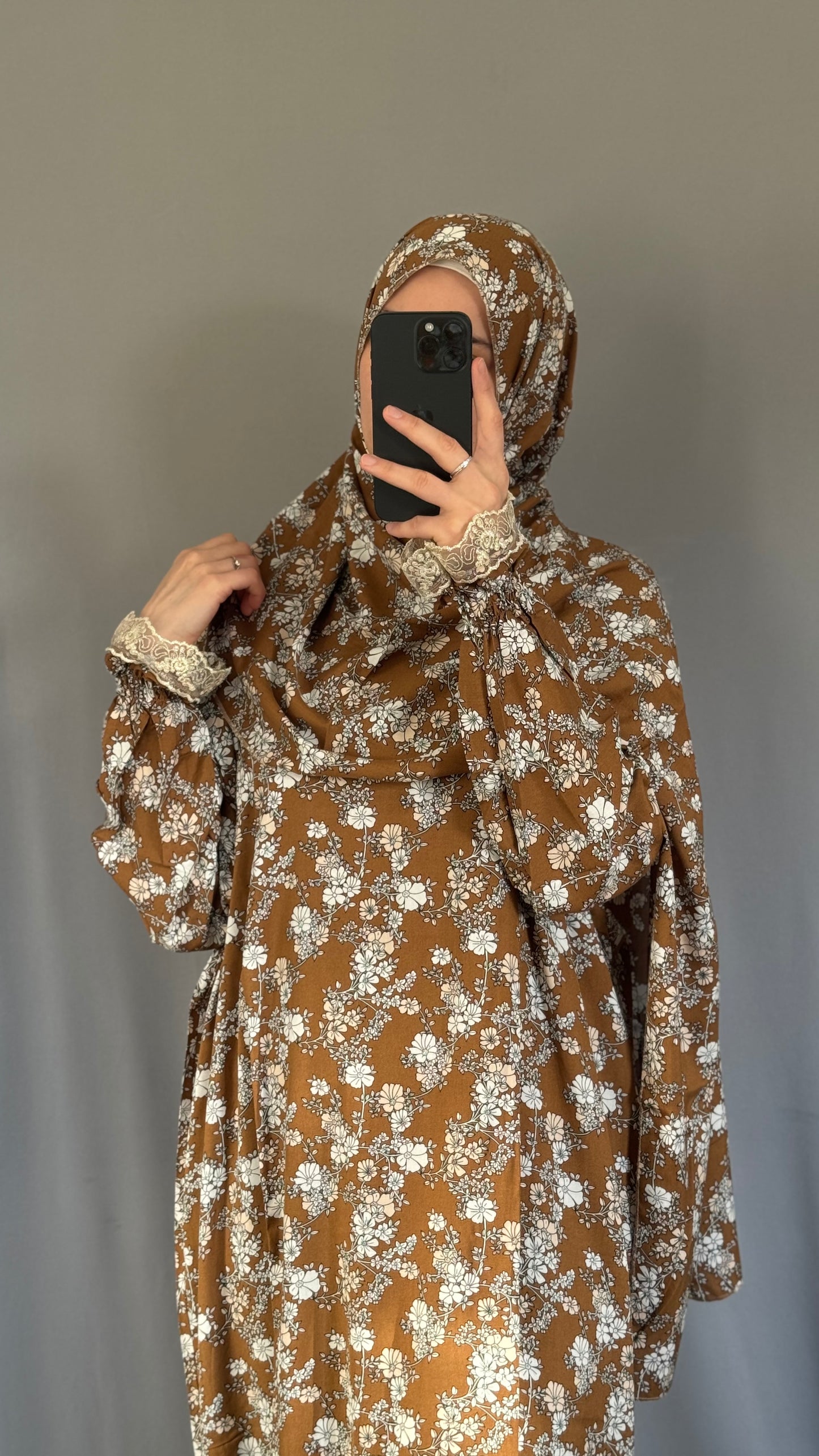 Floral Mustard Prayer Dress / Overhead Abaya / Prayer Abaya Set / Prayer Dress for Woman / Prayer Clothes Muslim / Prayer Gown / Prayer Outfit/ Salah Dress / Namaz Dress