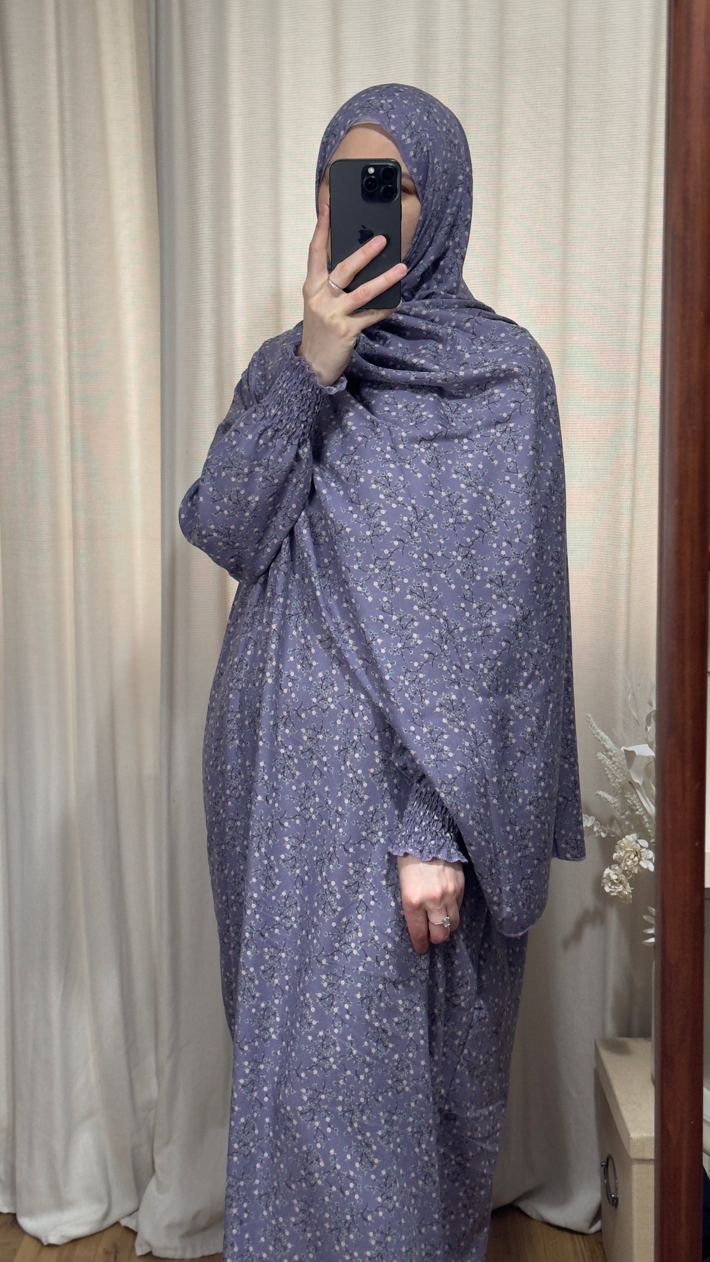 Elegant Purple Prayer Dress, PrayerHijab, Prayer Outfit, Maxi Dress, Khimar, Islamic Dress, Prayer Abaya, Prayer set, Islamic gift, Umrah Abaya, Ramadan Abaya, One Size Prayer Dress