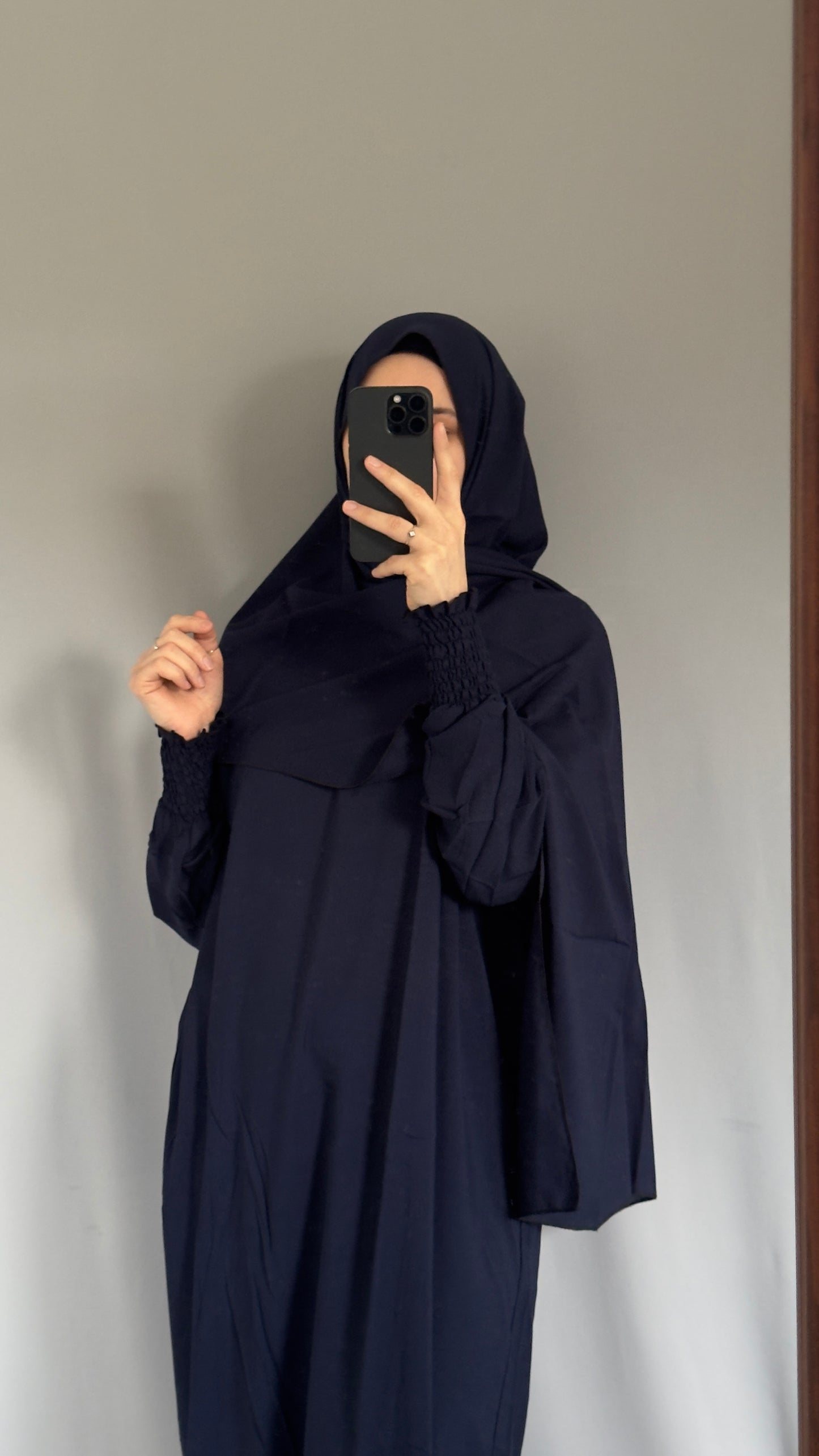 Elegant Navy Blue Prayer Dress, Prayer Outfit, Maxi Dress, Khimar, Islamic Dress, Prayer Abaya, Prayer set, Islamic gift, PrayerHijab, Umrah Abaya, Ramadan Abaya, One Size Prayer Dress