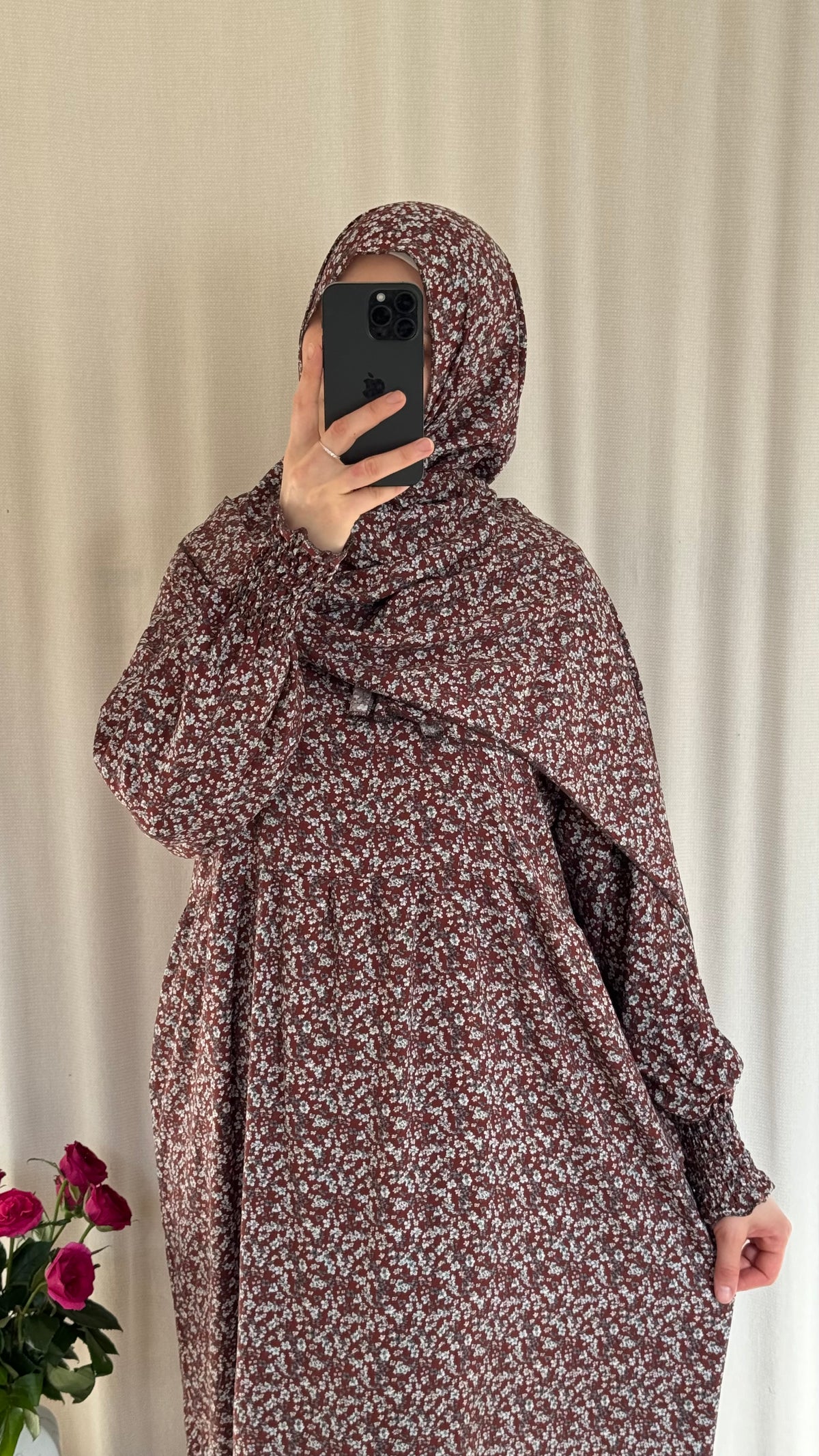 Brown Cotton Prayer Dress - with gathers under chest (Copy)