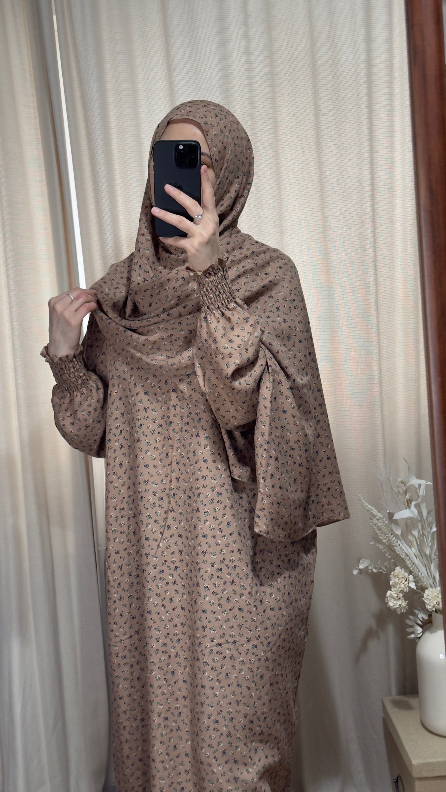 Beige Pink Prayer Dress / Overhead Abaya / Prayer Abaya Set / Prayer Dress for Woman / Prayer Clothes Muslim / Prayer Gown / Prayer Outfit/ Salah Dress / Namaz Dress