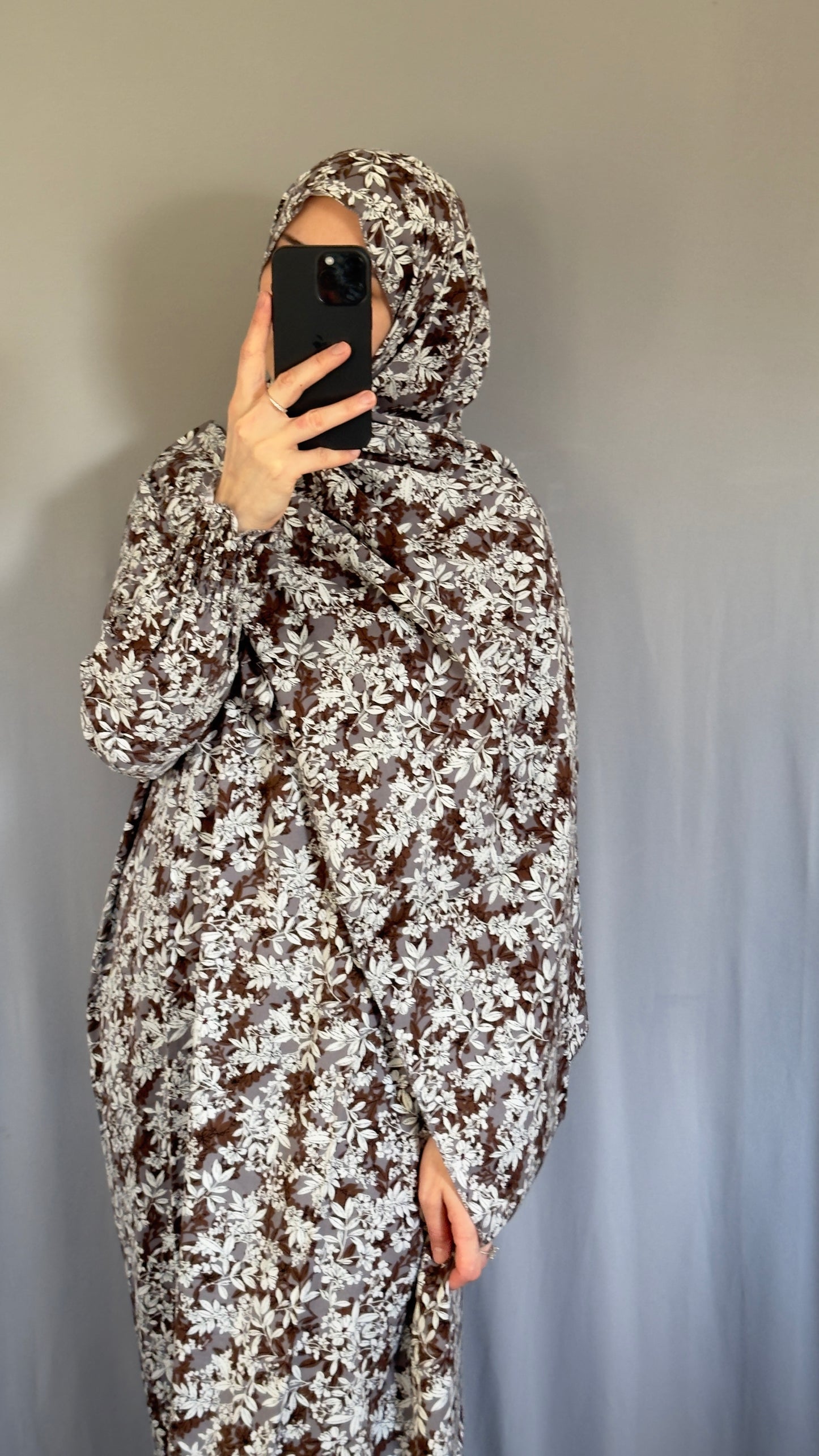 Floral Cotton Muslim Prayer Dress Set – Modest Ramadan Outfit with Hijab, Abaya & Salah Dress for Women | Islamic Gift Idea