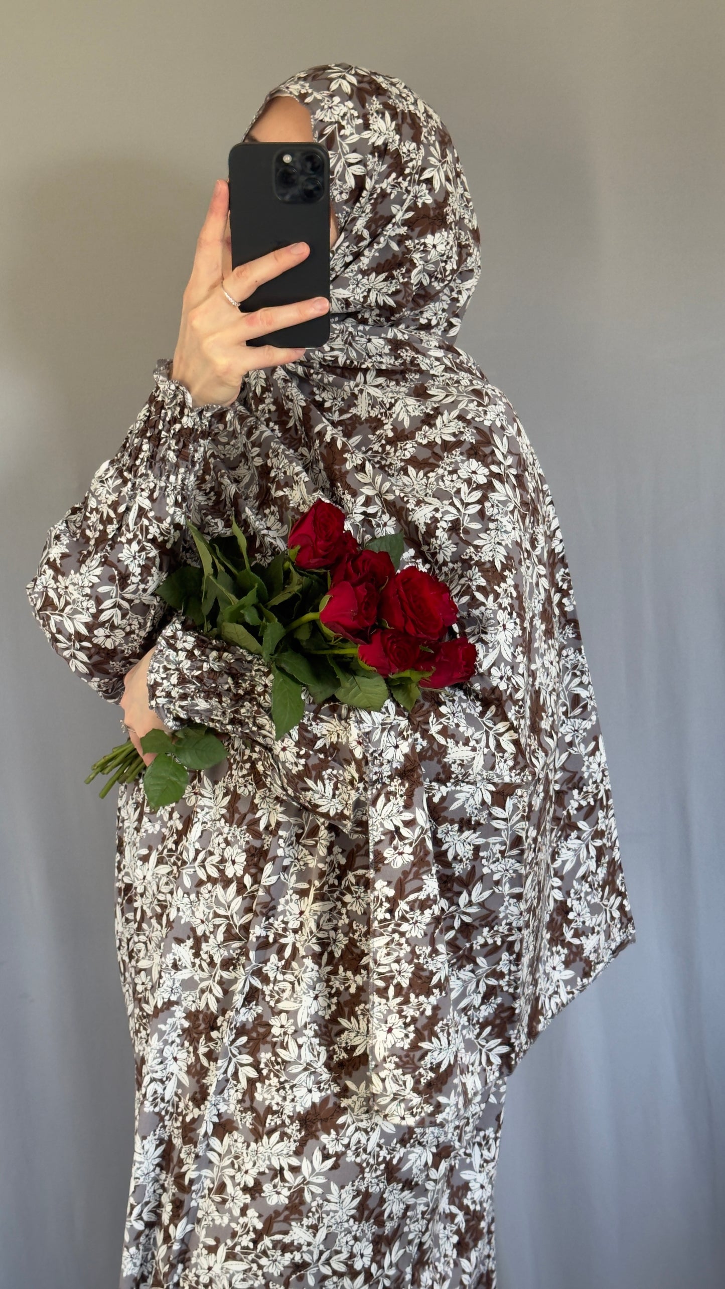 Floral Cotton Muslim Prayer Dress Set – Modest Ramadan Outfit with Hijab, Abaya & Salah Dress for Women | Islamic Gift Idea