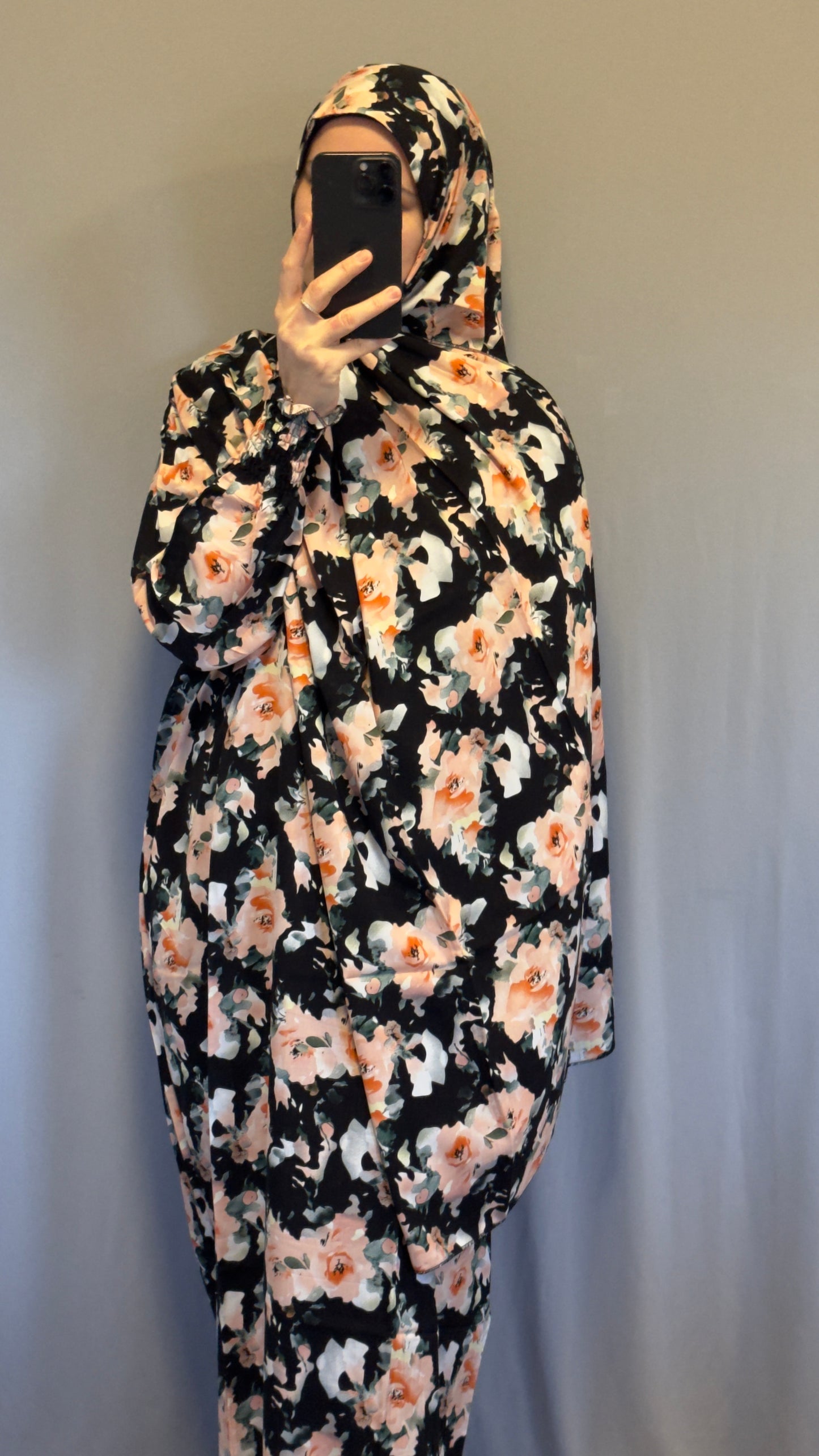 Elegant Floral Prayer Dress – Modest Islamic Wear for Women - Breathable Cotton Salah Dress - Modest Prayer Dress for Women - Ramadan Floral Abaya - Prayer Set