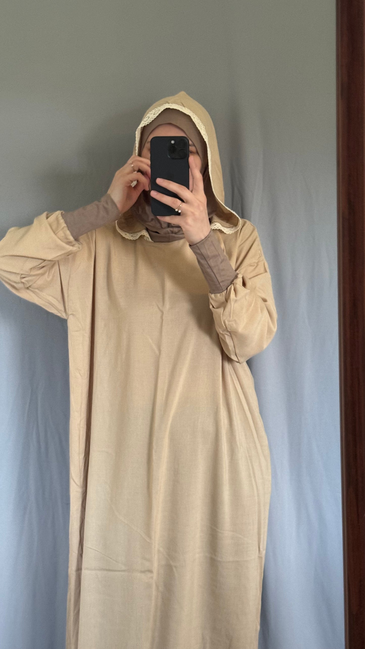 Muslim Women Beige Prayer Dress, One Piece Prayer dress, Islamic gifts, Salah dress, Prayer set, Prayer outfit,Prayer clothes for women, Islamic Prayer dress, Abaya