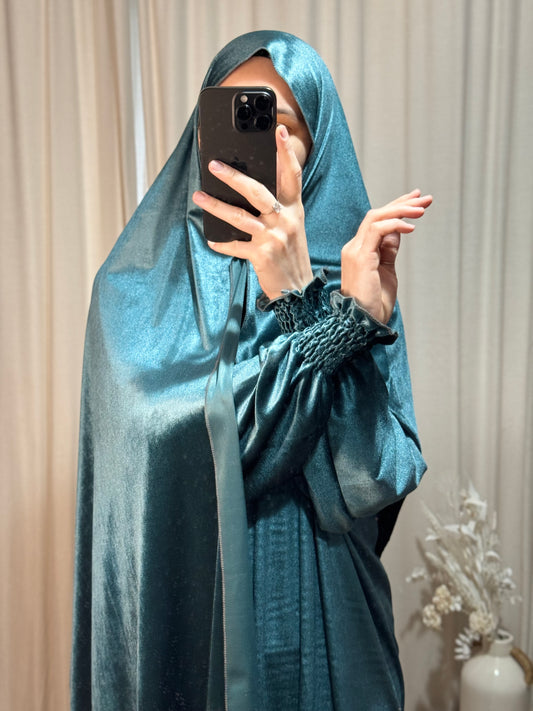 Luxury Velvet Warm Grey Prayer Dress, Prayer clothes for women, Islamic Prayer dress, Prayer Outfit, Prayer Set, Prayer Hijab, Salah dress, Islamic Gift, Muslim clothing, Prayer abaya