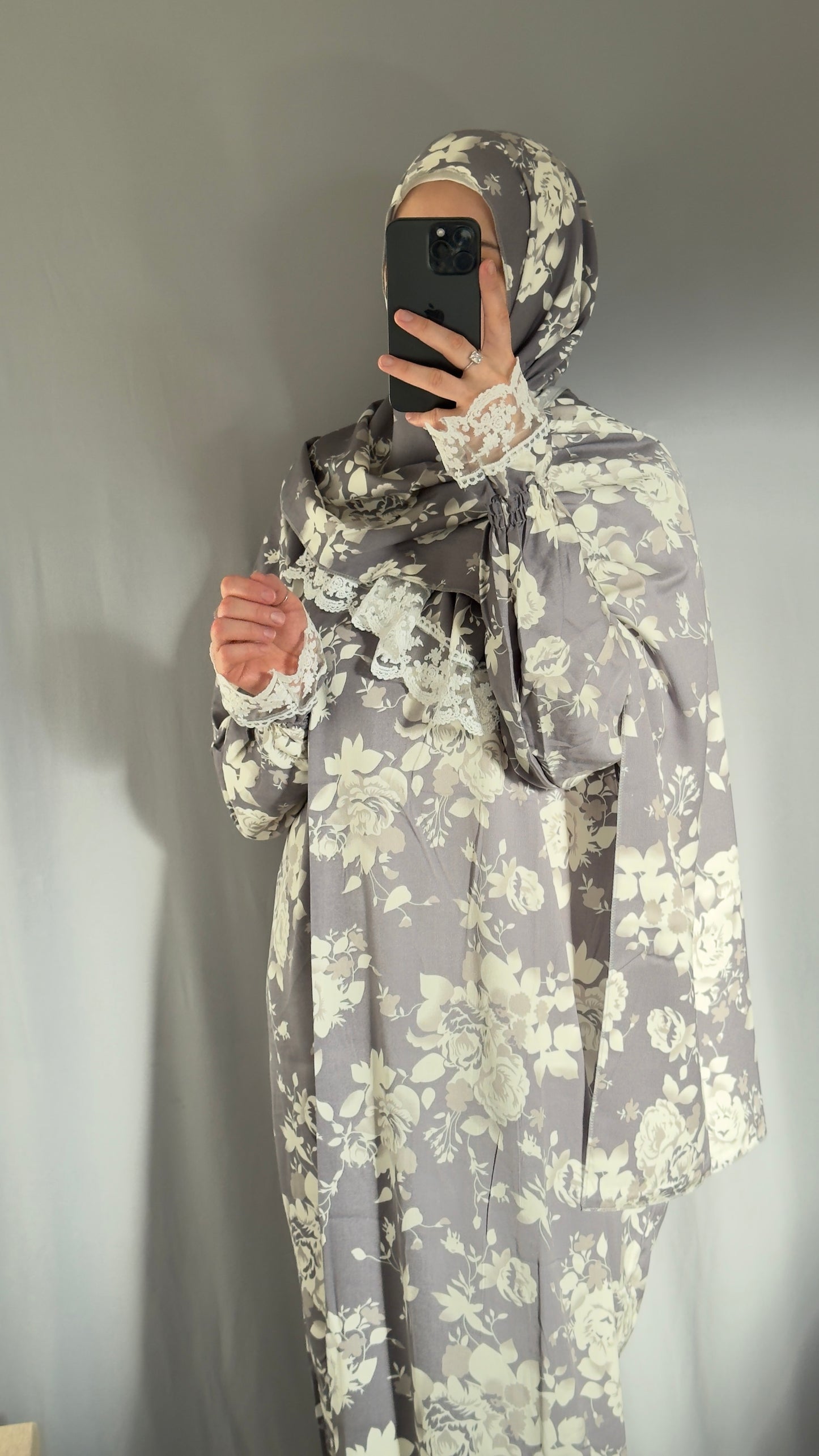 Grey Cotton Prayer Dress, Prayer clothes for women, Islamic Prayer dress, Prayer Outfit, Prayer Set, Prayer Hijab, Salah dress, Islamic Gift, Muslim clothing, Prayer abaya, Ramadan Dress