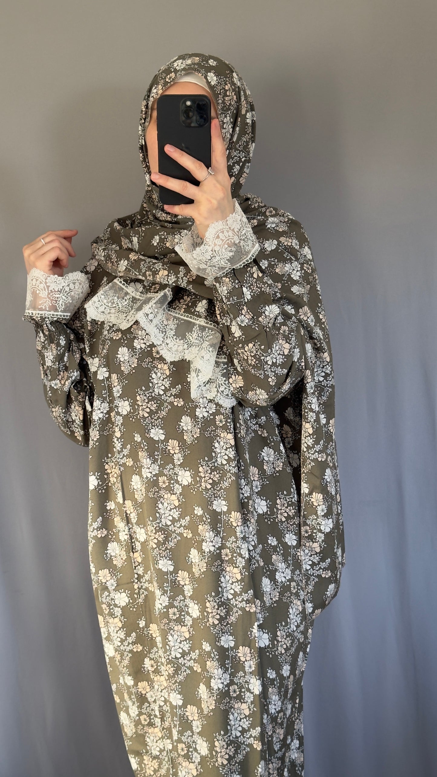 Olive Green Cotton Prayer Dress, Prayer clothes for women, Islamic Prayer dress, Prayer Outfit, Prayer Set, Prayer Hijab, Salah dress, Islamic Gift, Muslim clothing, Prayer abaya