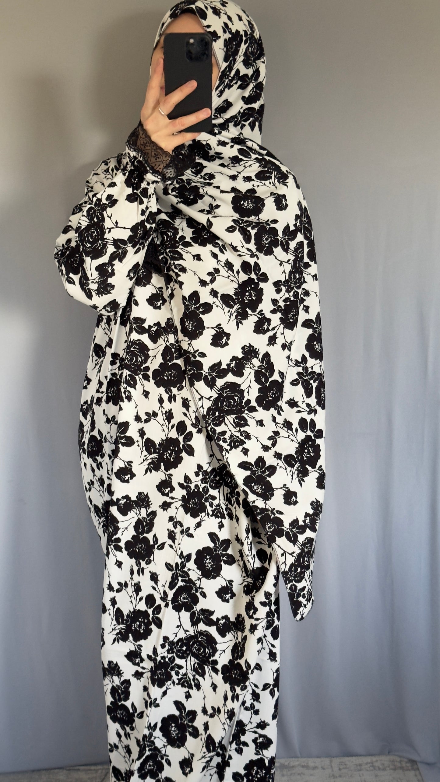 Luxury Black & White Prayer Dress, Prayer Jilbab, Prayer Abaya, Two Piece Prayer dress muslim, Salah dress, Prayer set, Prayer outfit, Prayer clothes woman, muslim Prayer dress, Islamic gift