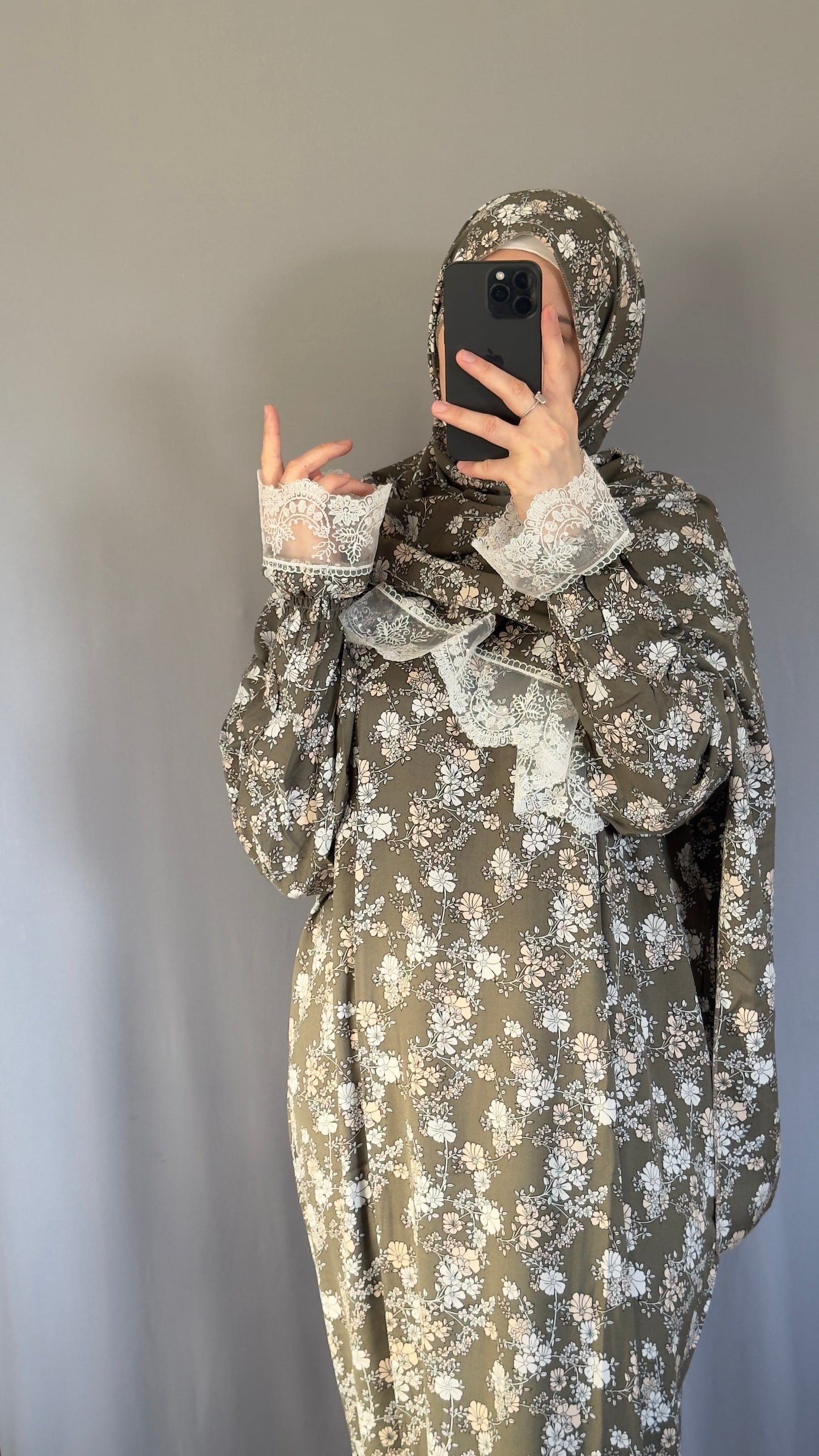 Olive Green Cotton Prayer Dress, Prayer clothes for women, Islamic Prayer dress, Prayer Outfit, Prayer Set, Prayer Hijab, Salah dress, Islamic Gift, Muslim clothing, Prayer abaya