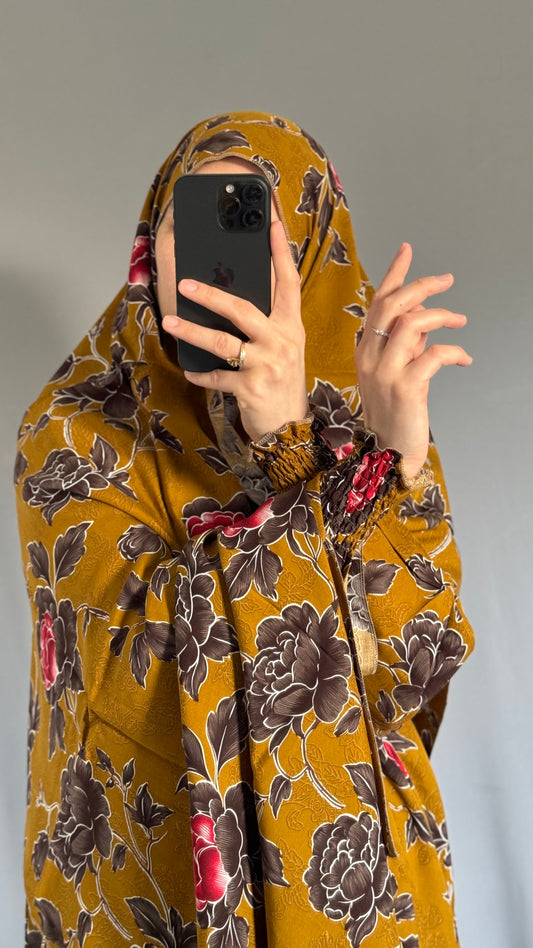 Mustard Prayer Hijab, Elegant Prayer Dress, Prayer Outfit, Maxi Dress, Khimar, Islamic Dress, Prayer Abaya, Prayer set, Islamic gift, Abaya & Hijab, White Abaya