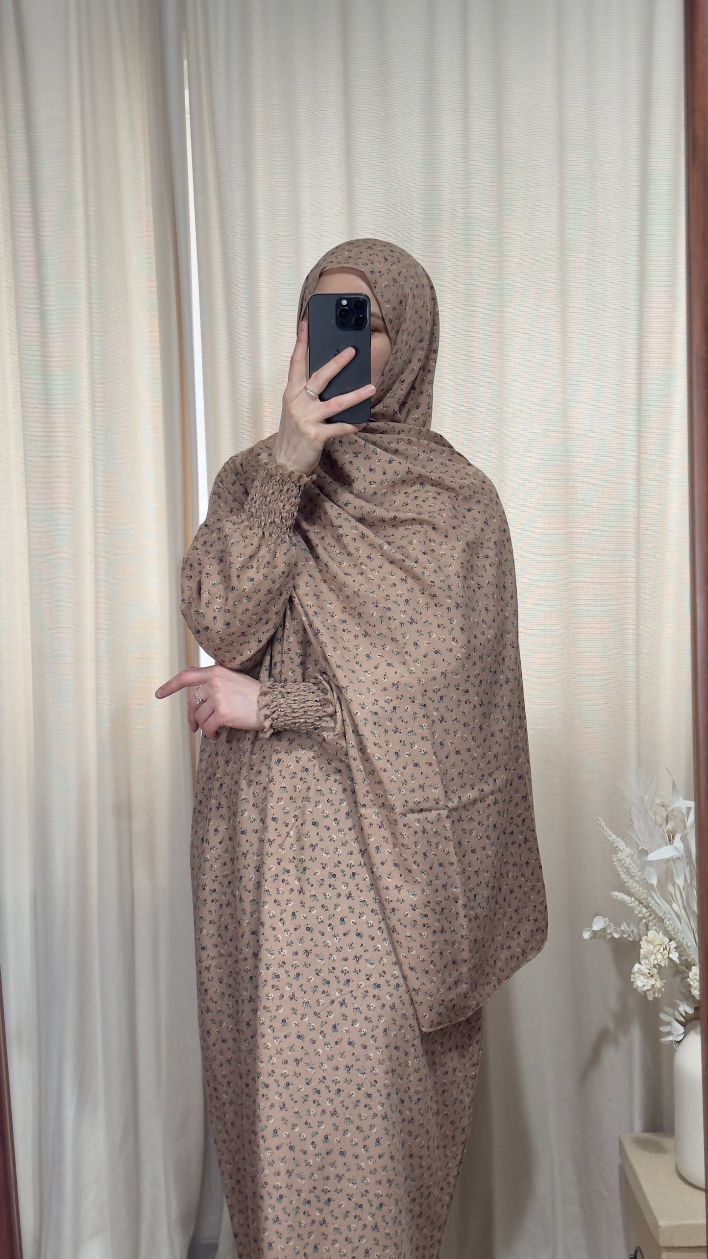 Beige Pink Prayer Dress / Overhead Abaya / Prayer Abaya Set / Prayer Dress for Woman / Prayer Clothes Muslim / Prayer Gown / Prayer Outfit/ Salah Dress / Namaz Dress