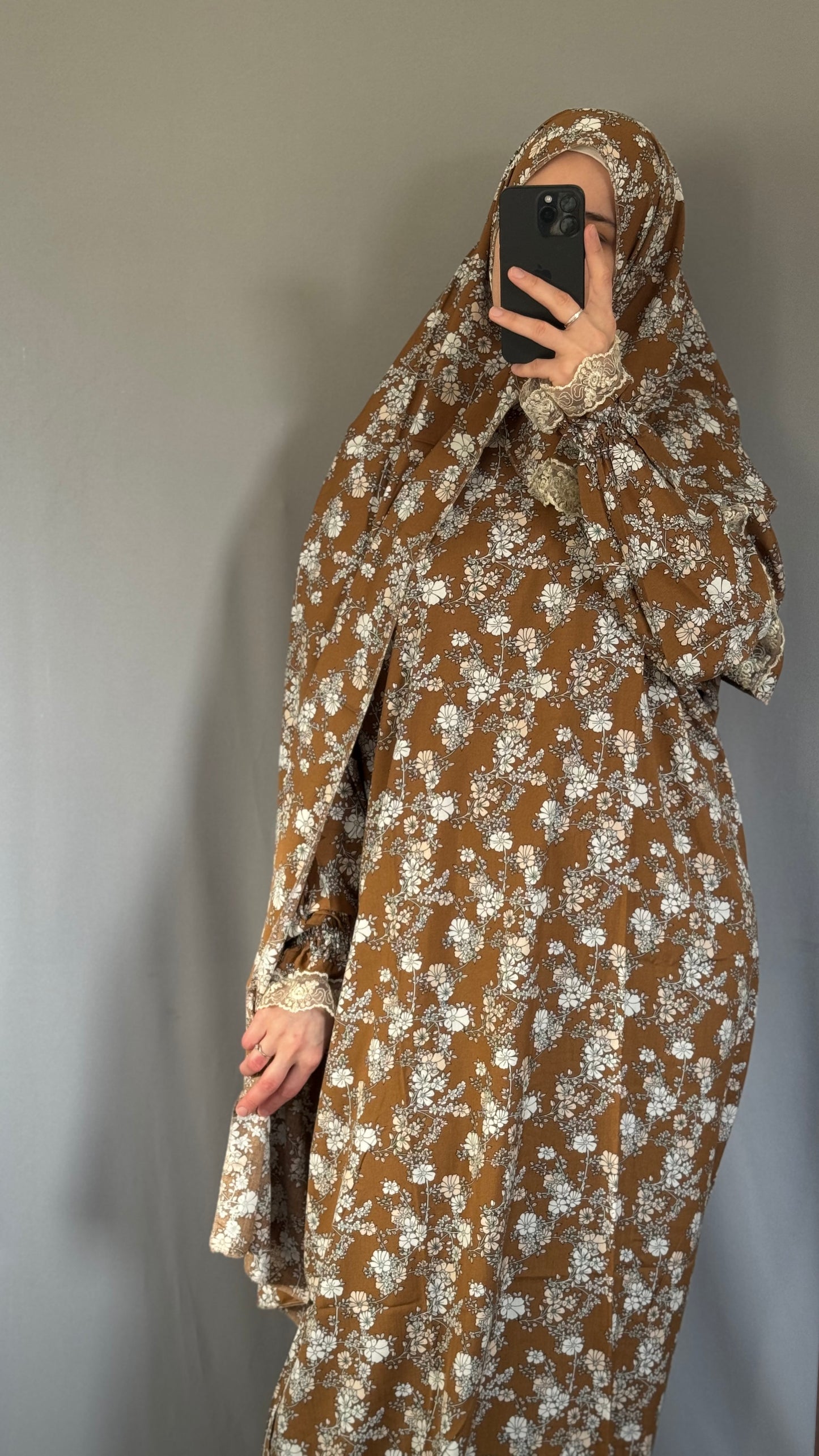 Floral Mustard Prayer Dress / Overhead Abaya / Prayer Abaya Set / Prayer Dress for Woman / Prayer Clothes Muslim / Prayer Gown / Prayer Outfit/ Salah Dress / Namaz Dress