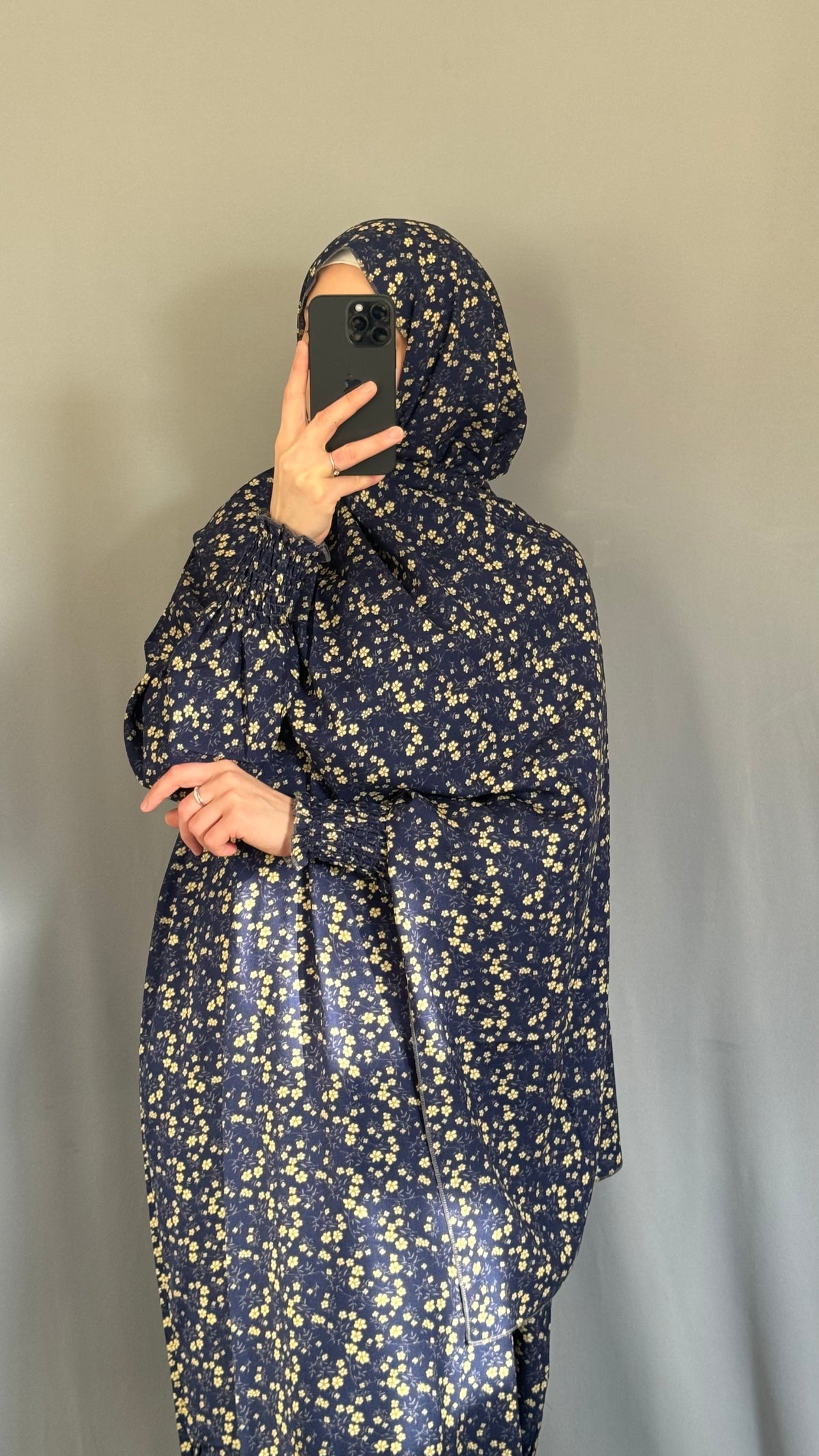Elegant Navy Blue Prayer Dress, Prayer Outfit, Maxi Dress, Khimar, Islamic Dress, Prayer Abaya, Prayer set, Islamic gift, PrayerHijab, Umrah Abaya, Ramadan Abaya, One Size Prayer Dress