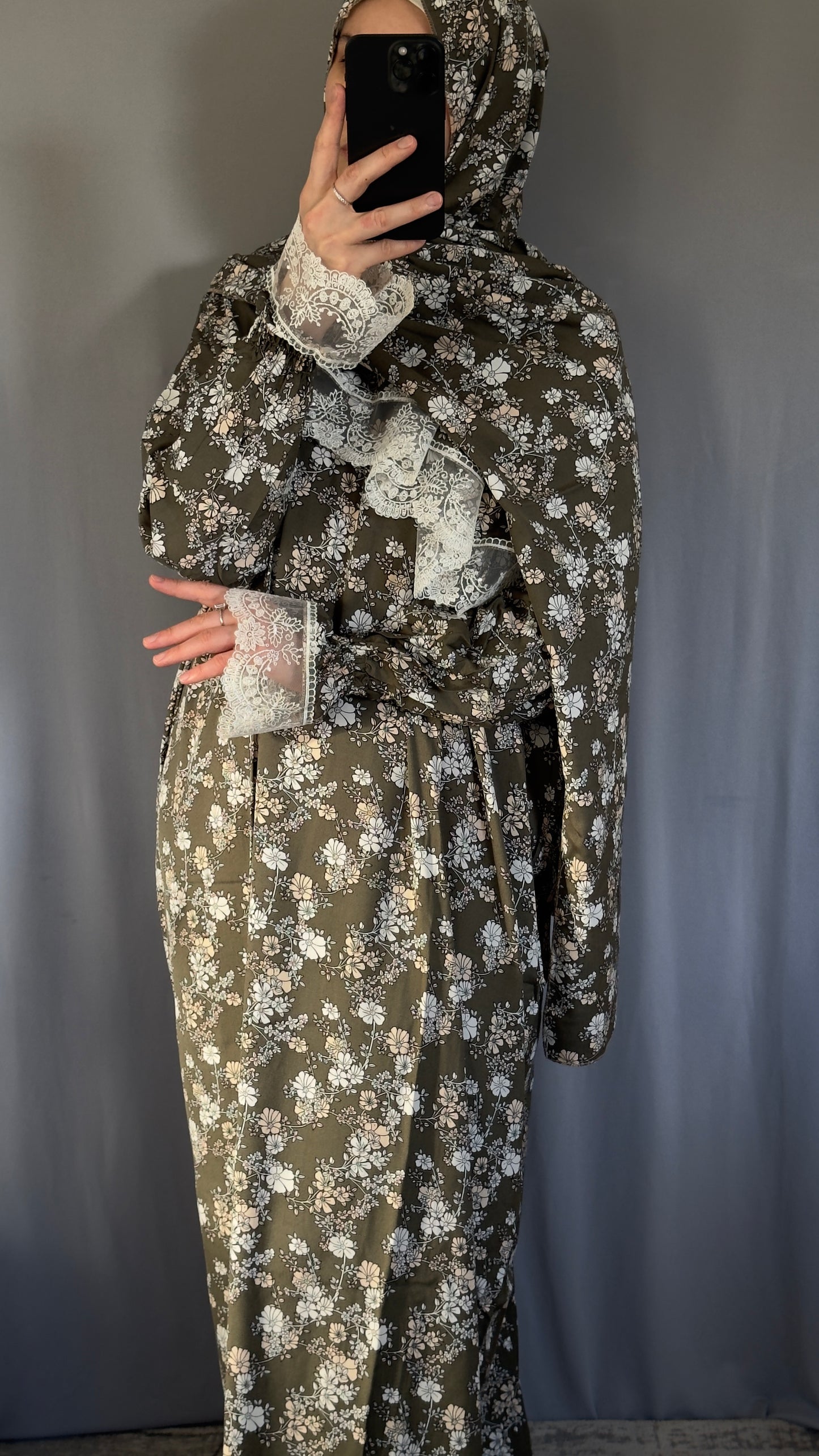 Olive Green Cotton Prayer Dress, Prayer clothes for women, Islamic Prayer dress, Prayer Outfit, Prayer Set, Prayer Hijab, Salah dress, Islamic Gift, Muslim clothing, Prayer abaya