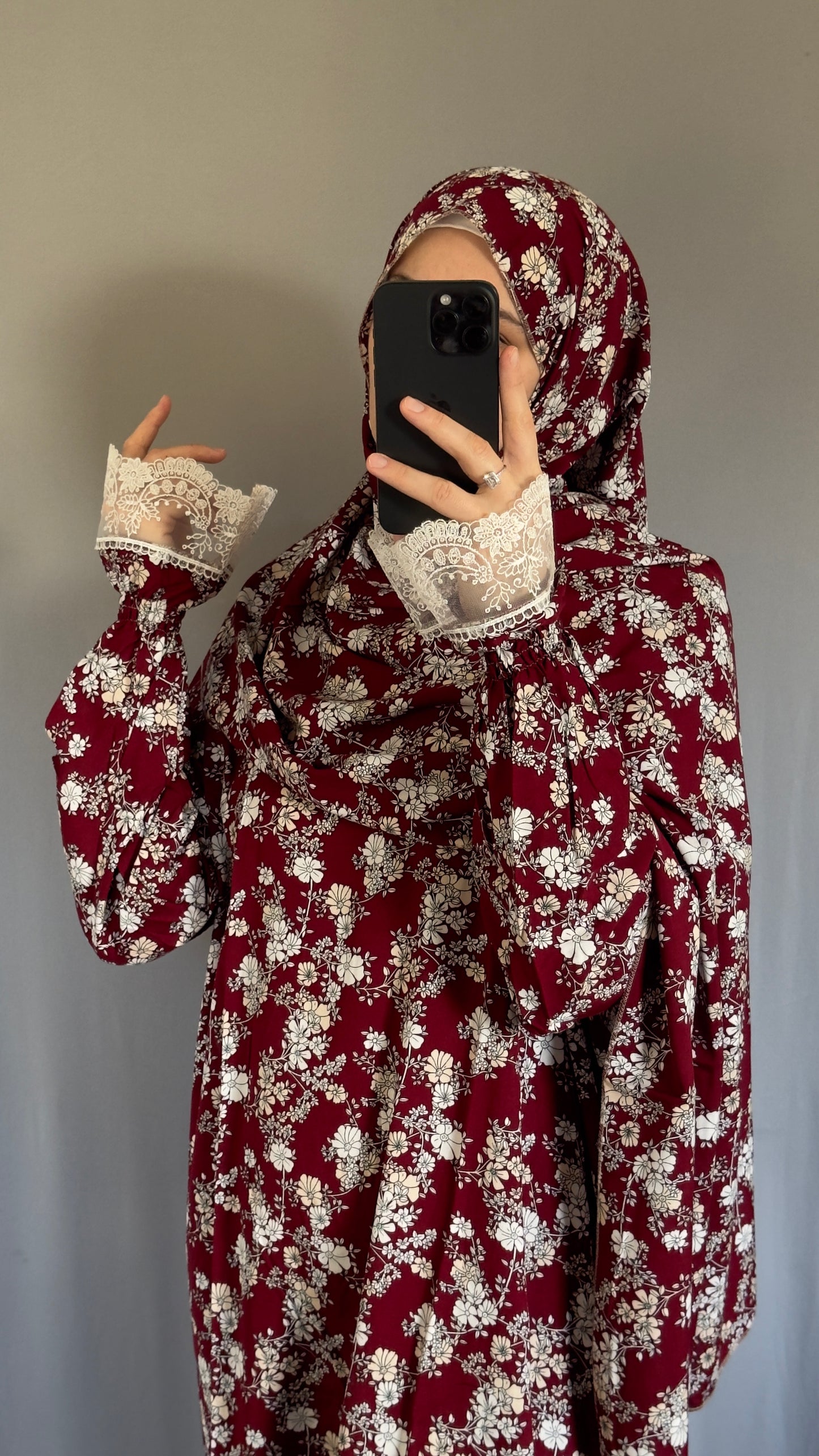 Burgundy Cotton Prayer Dress, Prayer clothes for women, Islamic Prayer dress, Prayer Outfit, Prayer Set, Prayer Hijab, Salah dress, Islamic Gift, Muslim clothing, Prayer abaya