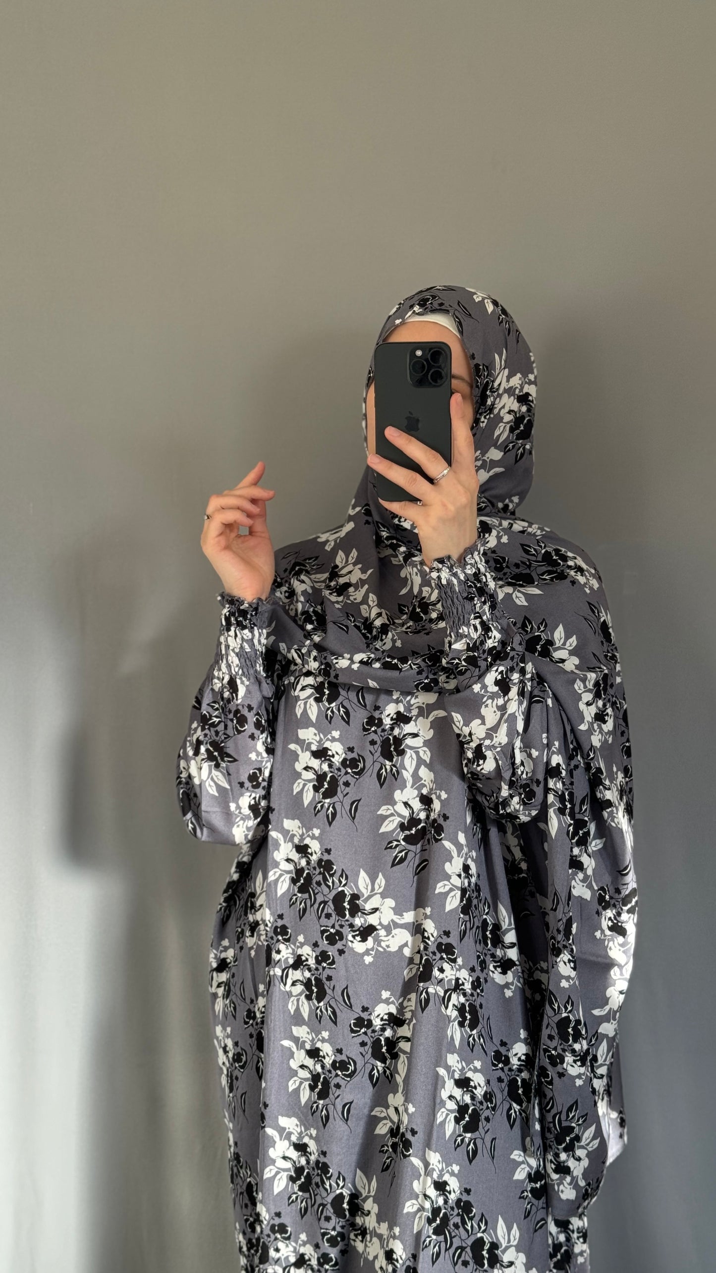 Floral Grey Prayer Dress, Prayer Jilbab, Prayer Abaya, Two Piece Prayer dress muslim, Salah dress, Prayer set, Prayer outfit, Prayer clothes woman, Muslim Prayer dress, Islamic gift