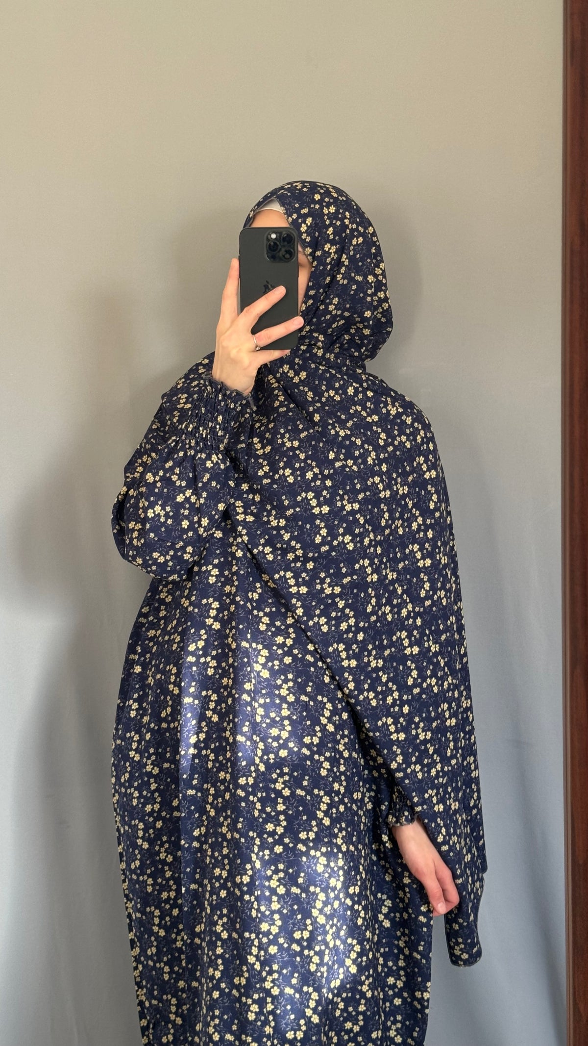 Elegant Navy Blue Prayer Dress, Prayer Outfit, Maxi Dress, Khimar, Islamic Dress, Prayer Abaya, Prayer set, Islamic gift, PrayerHijab, Umrah Abaya, Ramadan Abaya, One Size Prayer Dress