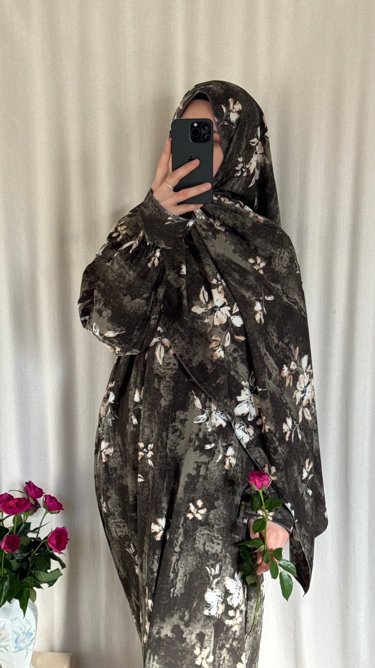 Grey Prayer Dress with Attached and Separate Hijab | Full Coverage Salah Dress for Namaz |
Salah Dress in 3 width Size | Lightweight Prayer Abaya