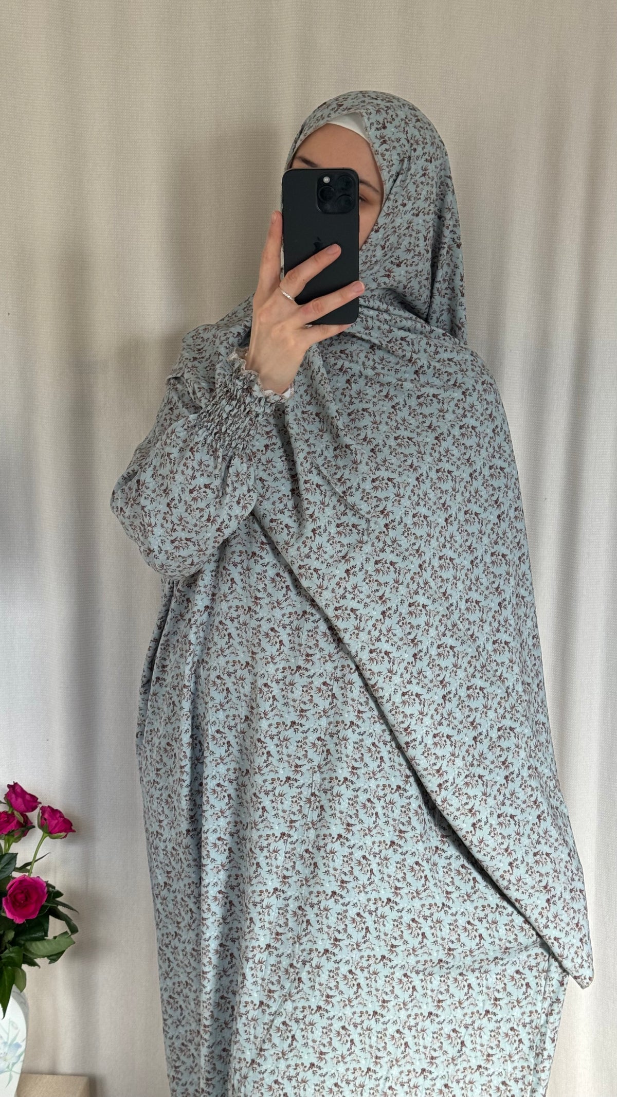 Blue Prayer Dress with Attached and Separate Hijab | Full Coverage Salah Dress for Namaz |
Breathable Cotton Salah Dress in 3 width Size | Islamic Prayer Clothes