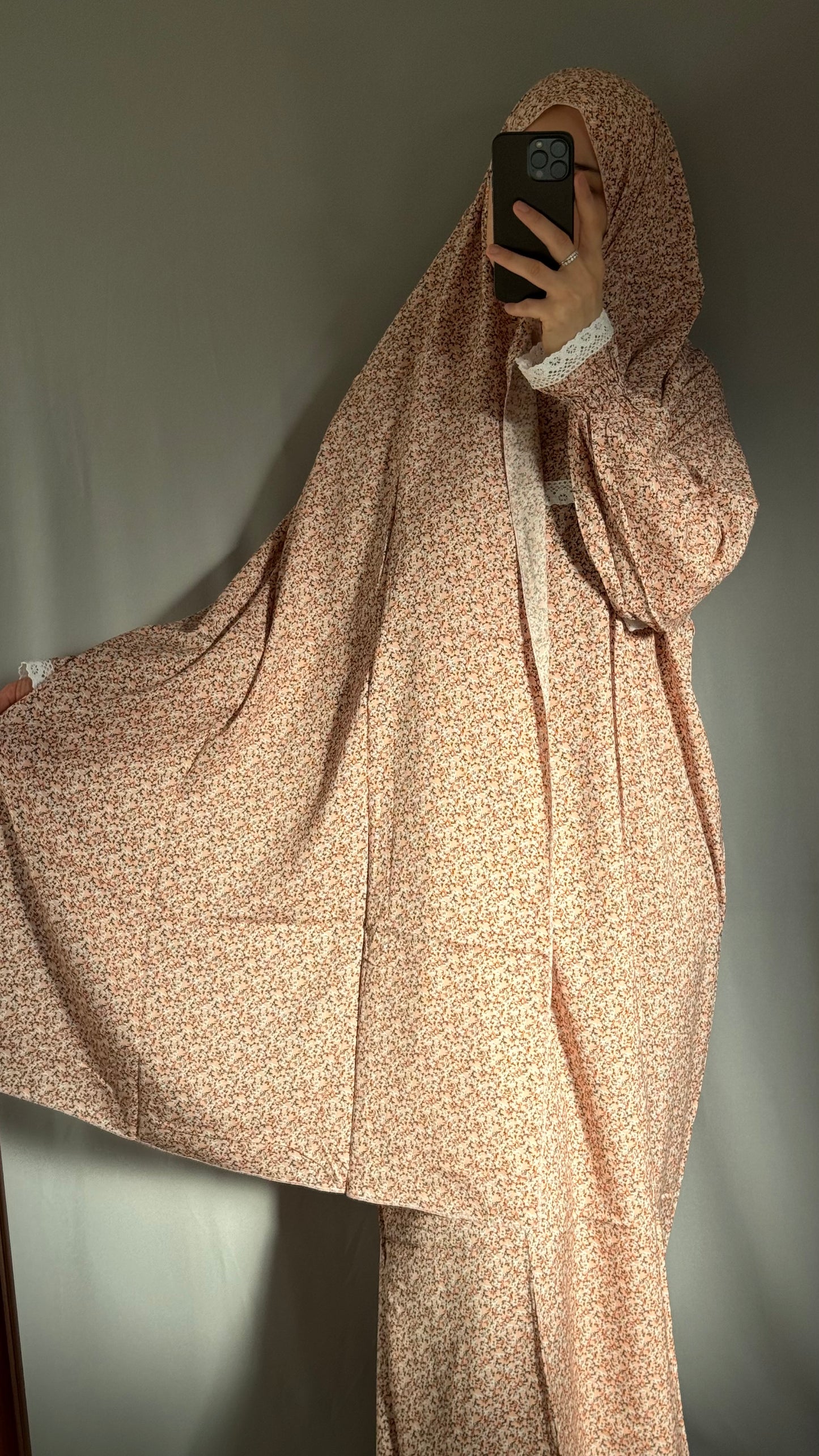 Floral Pink Prayer Dress, Prayer clothes for women, Islamic Prayer dress, Prayer Outfit, Prayer Set, Prayer Hijab, Salah dress, Islamic Gift, Muslim clothing, Prayer abaya