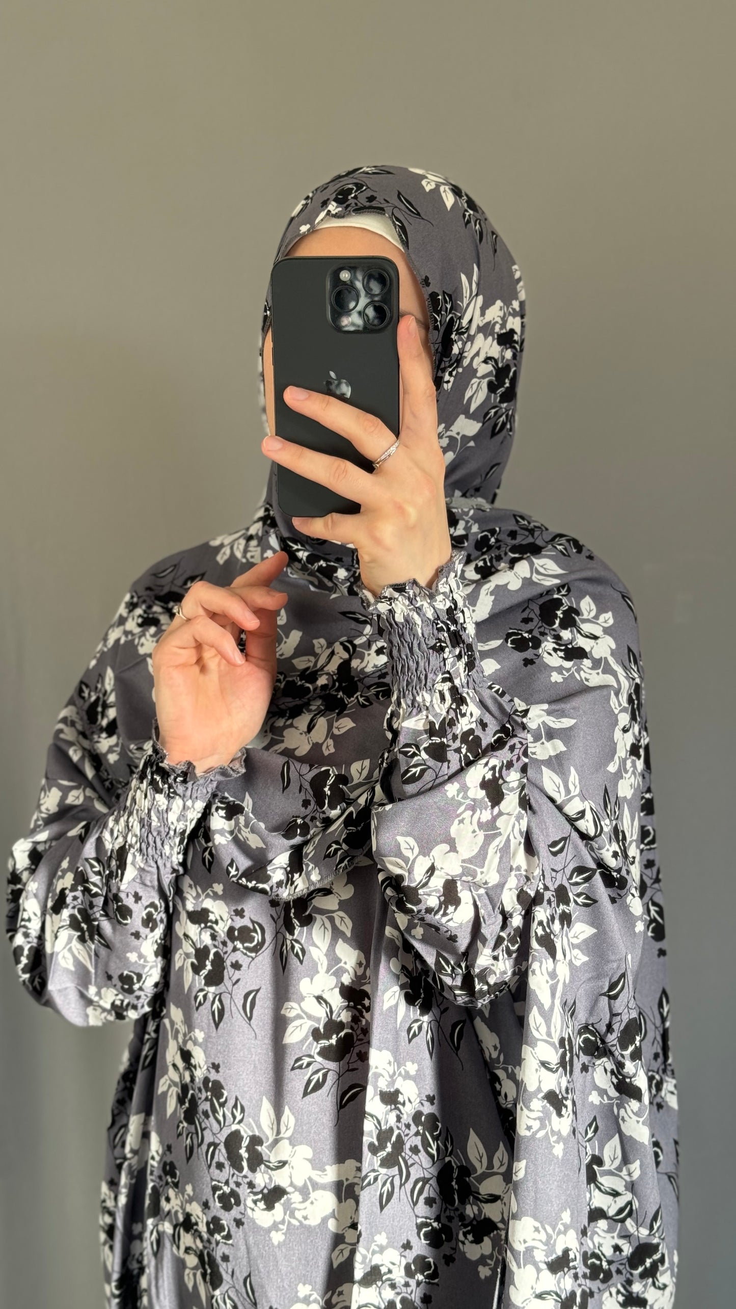 Floral Grey Prayer Dress, Prayer Jilbab, Prayer Abaya, Two Piece Prayer dress muslim, Salah dress, Prayer set, Prayer outfit, Prayer clothes woman, Muslim Prayer dress, Islamic gift