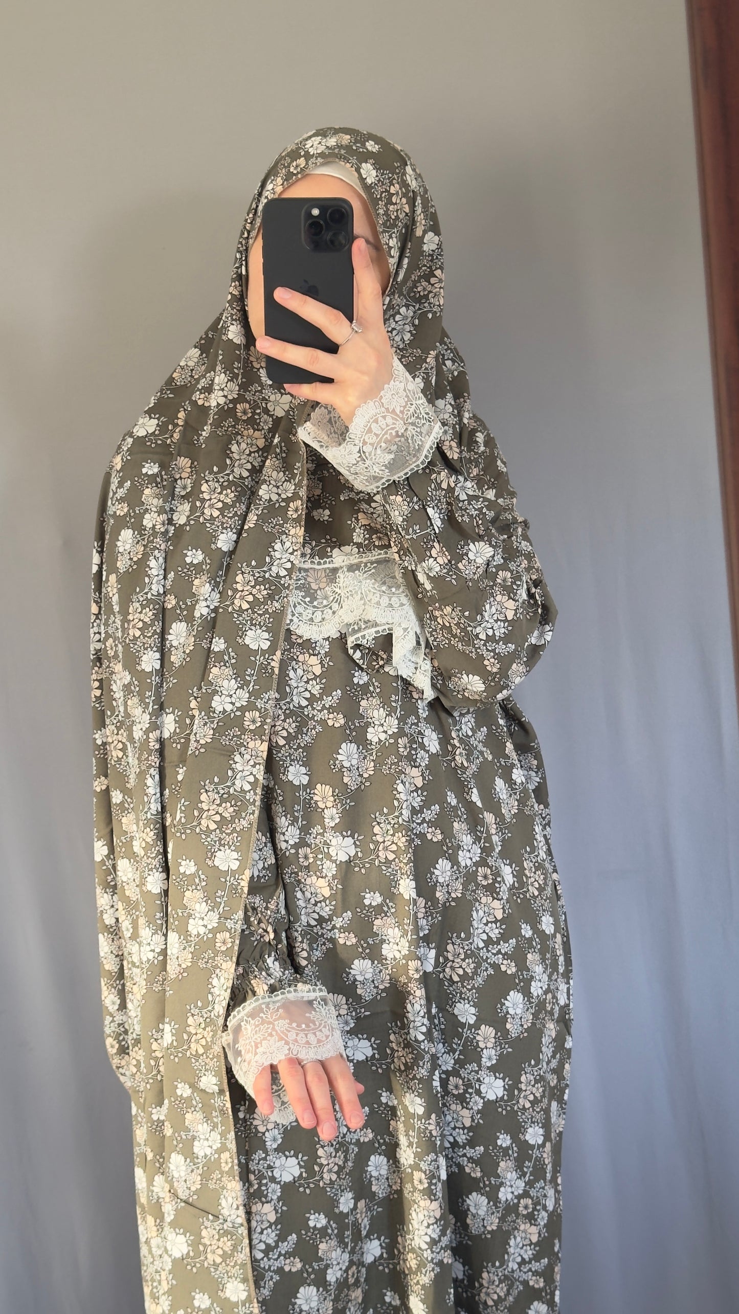 Olive Green Cotton Prayer Dress, Prayer clothes for women, Islamic Prayer dress, Prayer Outfit, Prayer Set, Prayer Hijab, Salah dress, Islamic Gift, Muslim clothing, Prayer abaya