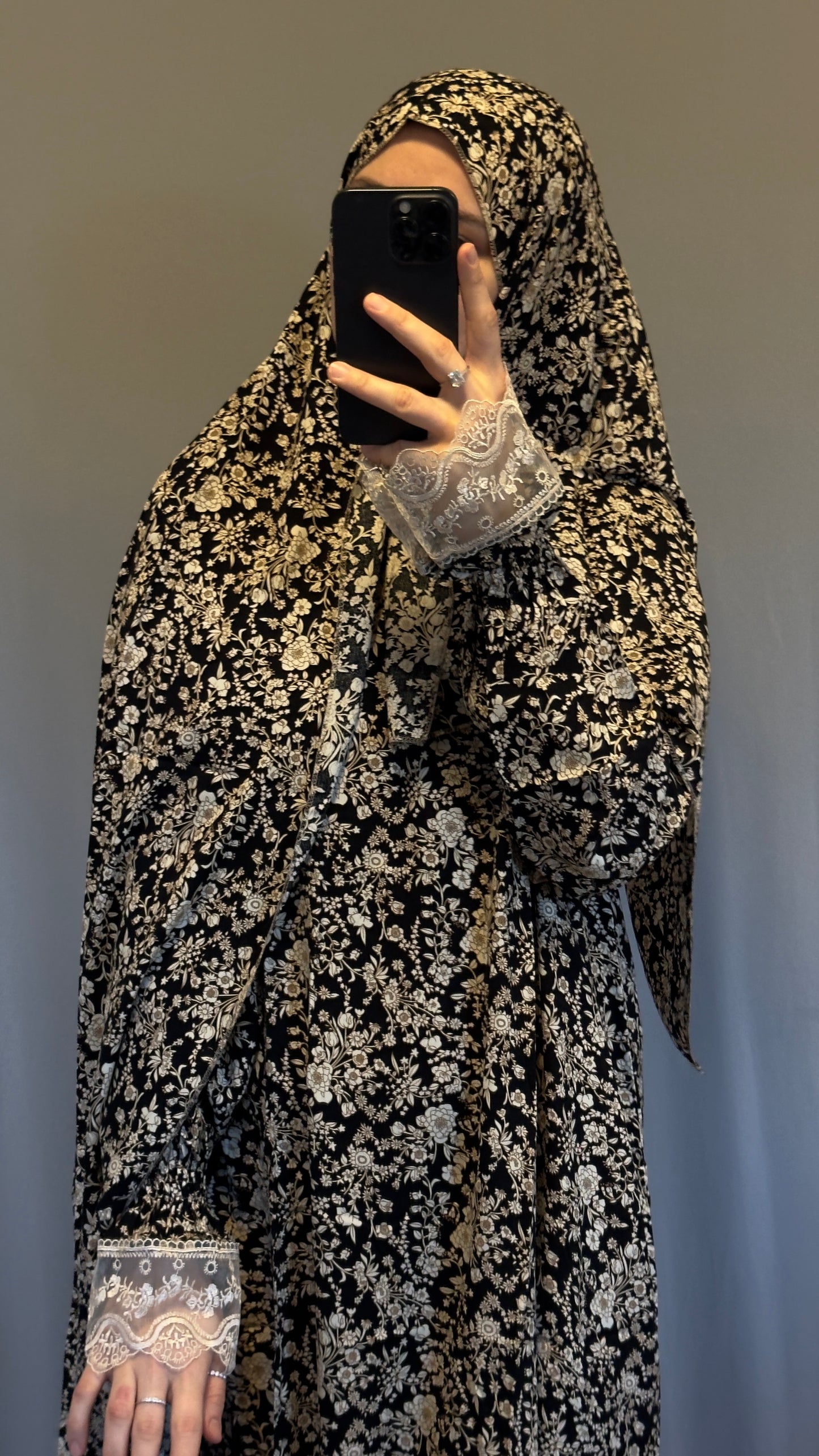 Black with Golden Cotton Prayer Dress, Prayer clothes for women, Islamic Prayer dress, Prayer Outfit, Prayer Set, Prayer Hijab, Salah dress, Islamic Gift, Muslim clothing, Ramadan Dress