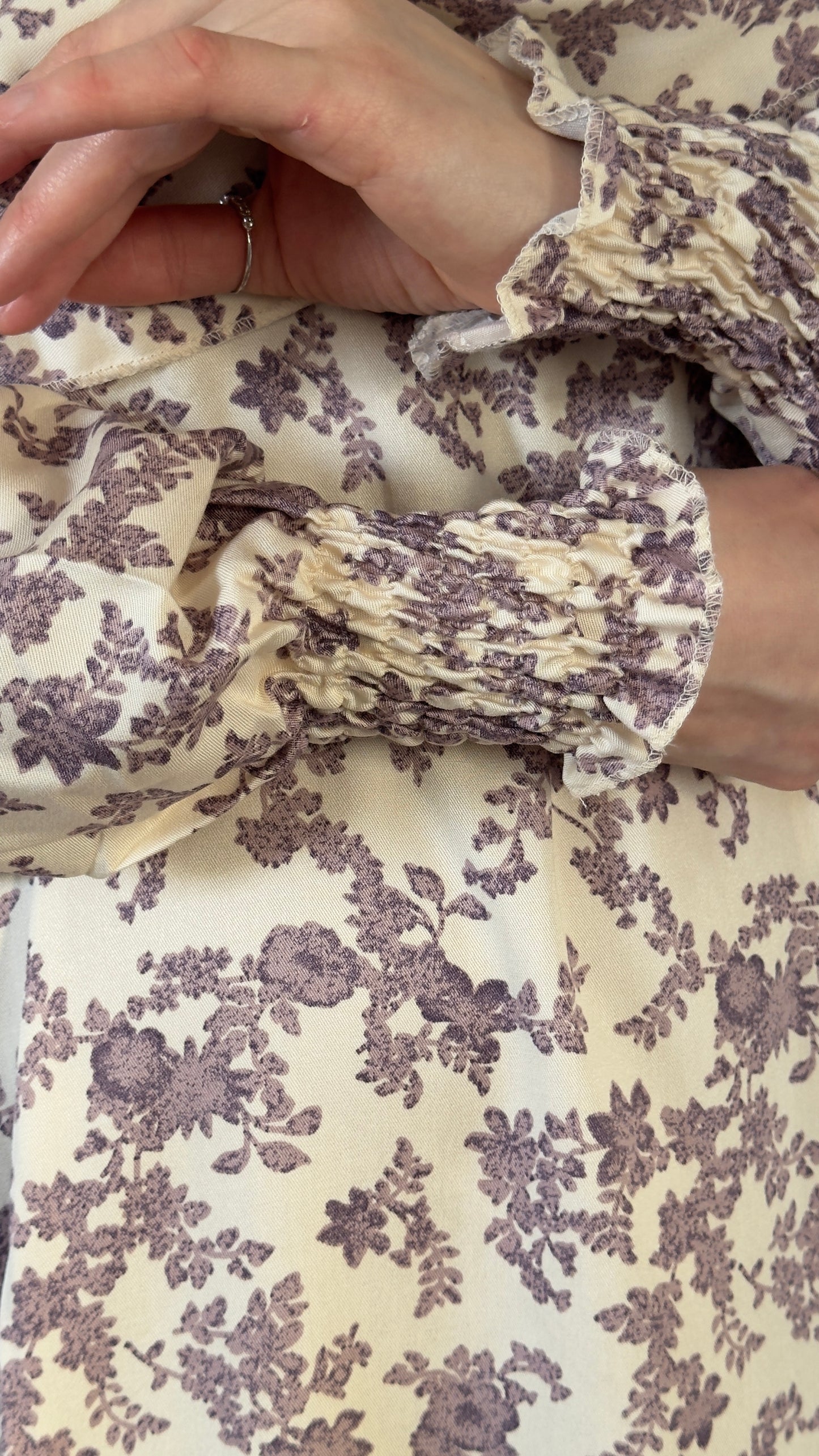 Floral Cream Cotton Muslim Prayer Dress Set – Modest Ramadan Outfit with Hijab, Abaya & Salah Dress for Women | Islamic Gift Idea