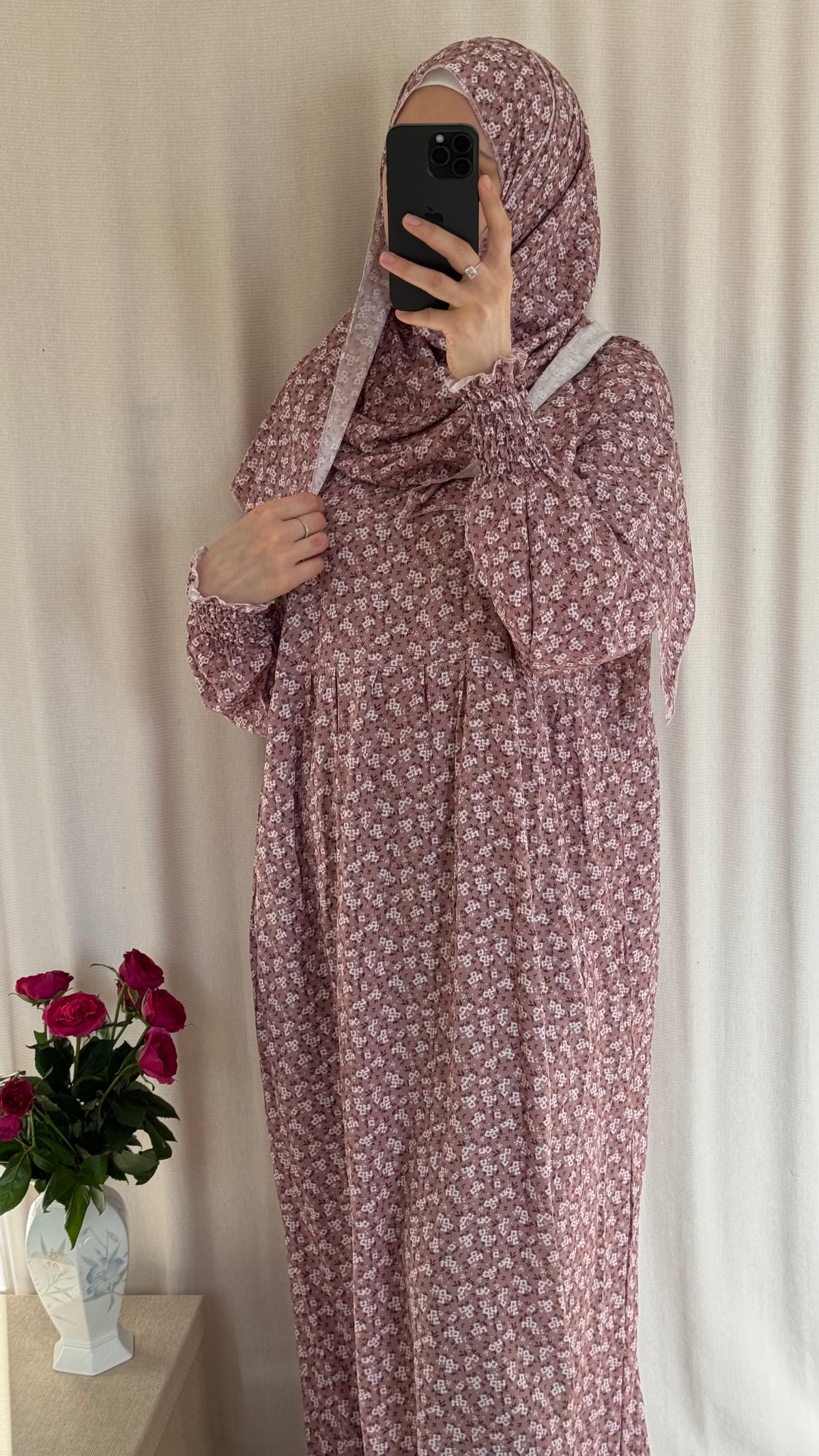 Pink Cotton Prayer Dress - with gathers under chest