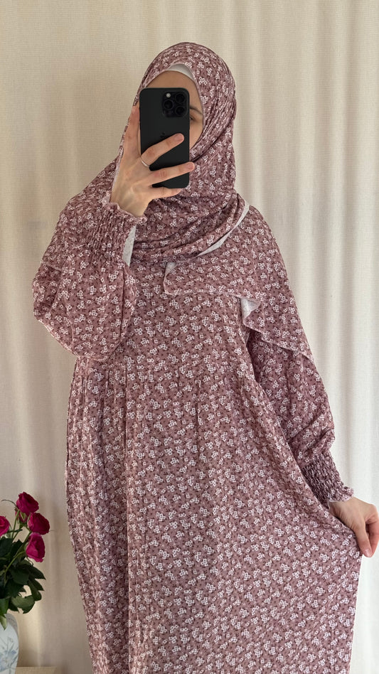 Pink Cotton Prayer Dress - with gathers under chest